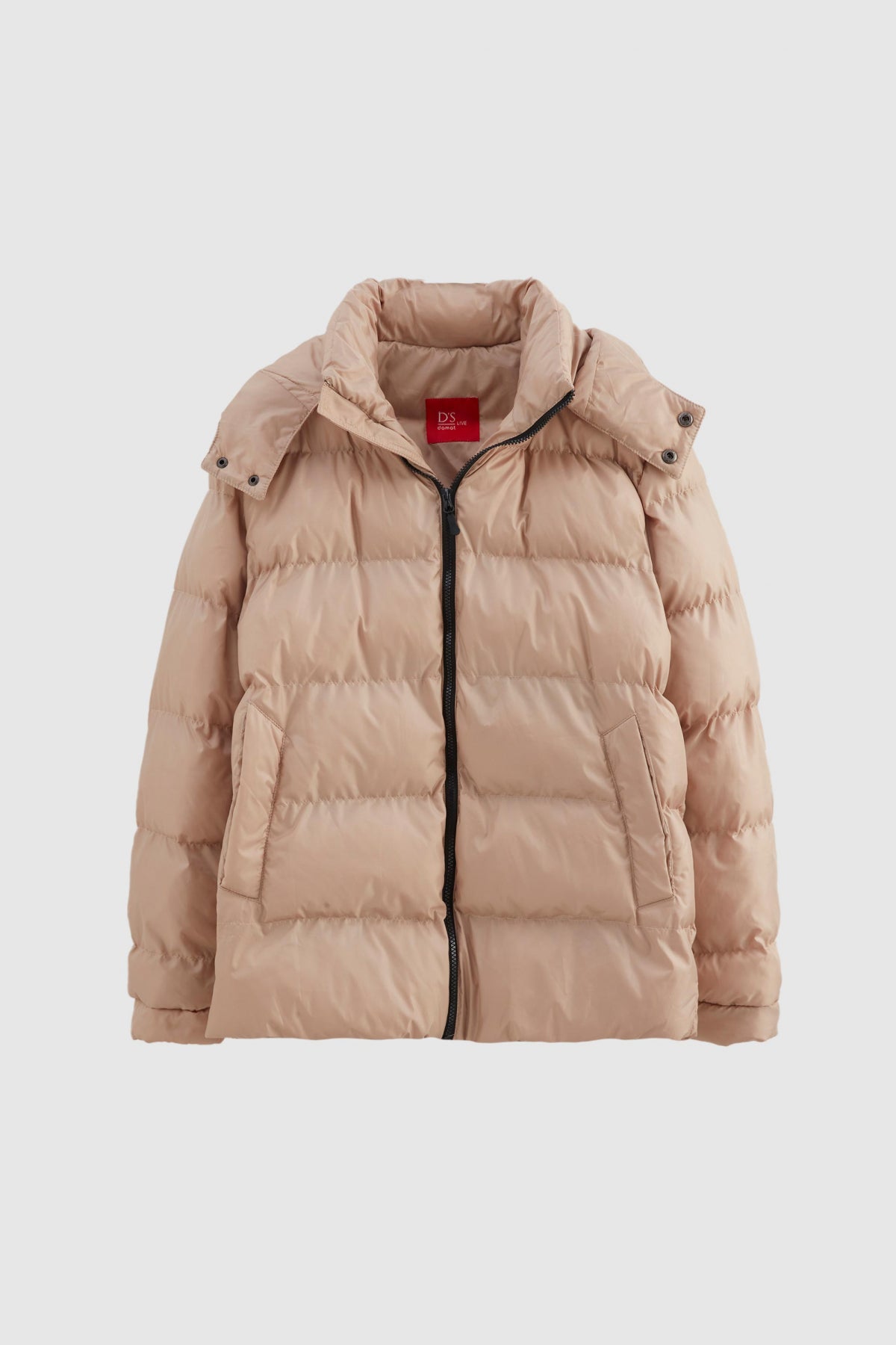 Ds Damat Regular Fit Windproof Heavy Fiber-Filled Warm Removable Hood Winter Puffer Jacket  - Taupe