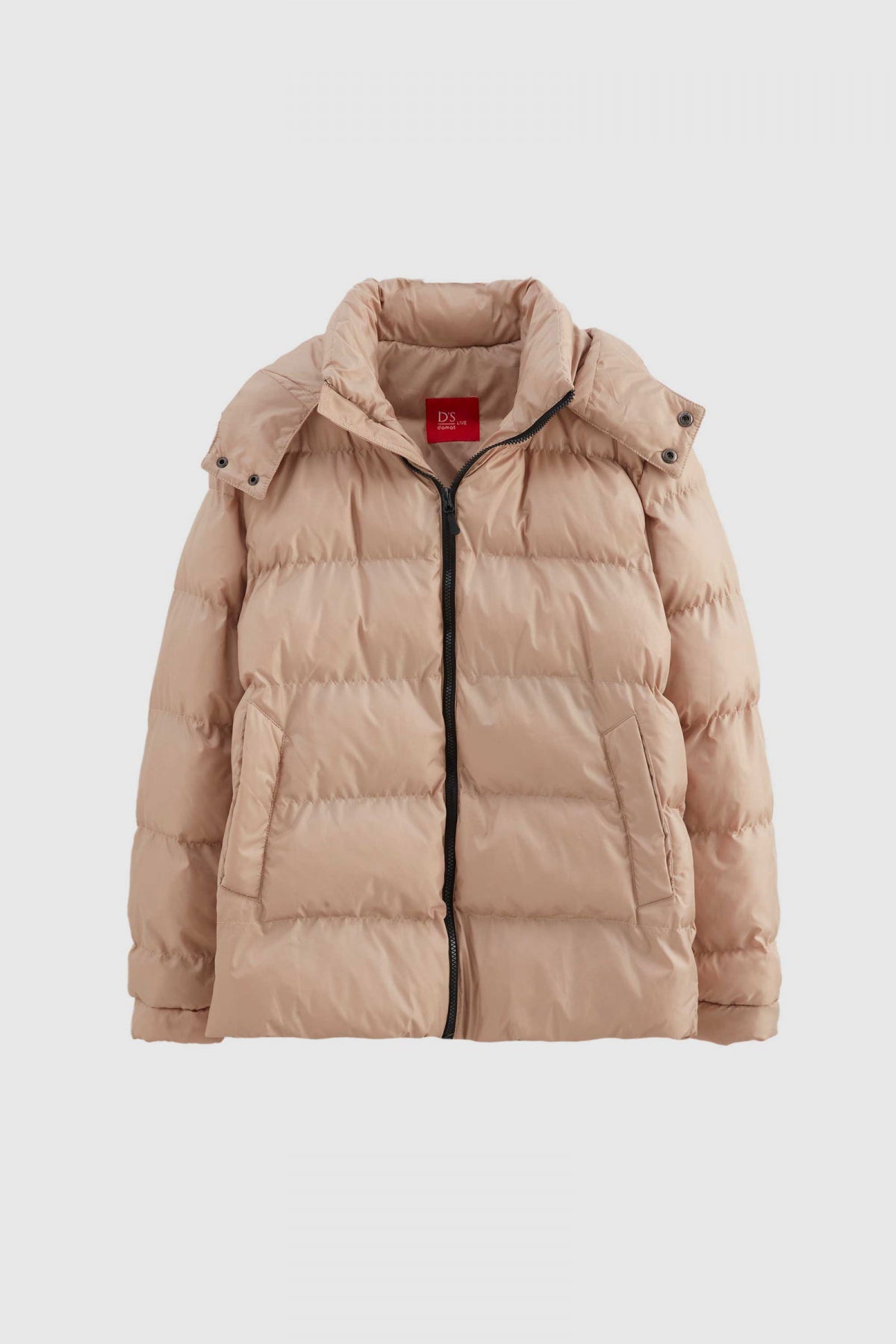 Ds Damat Regular Fit Windproof Heavy Fiber-Filled Warm Removable Hood Winter Puffer Jacket  - Taupe