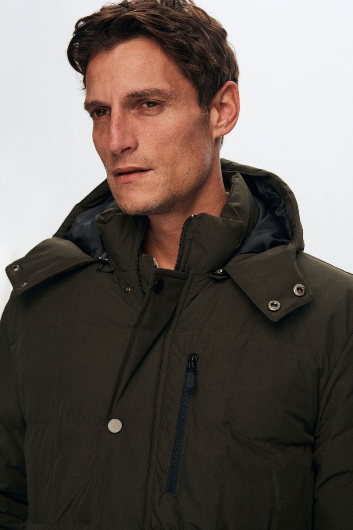Ds Damat Regular Fit Windproof Water-Repellent Fiber-Filled Removable Hood Winter Jacket  - Khaki