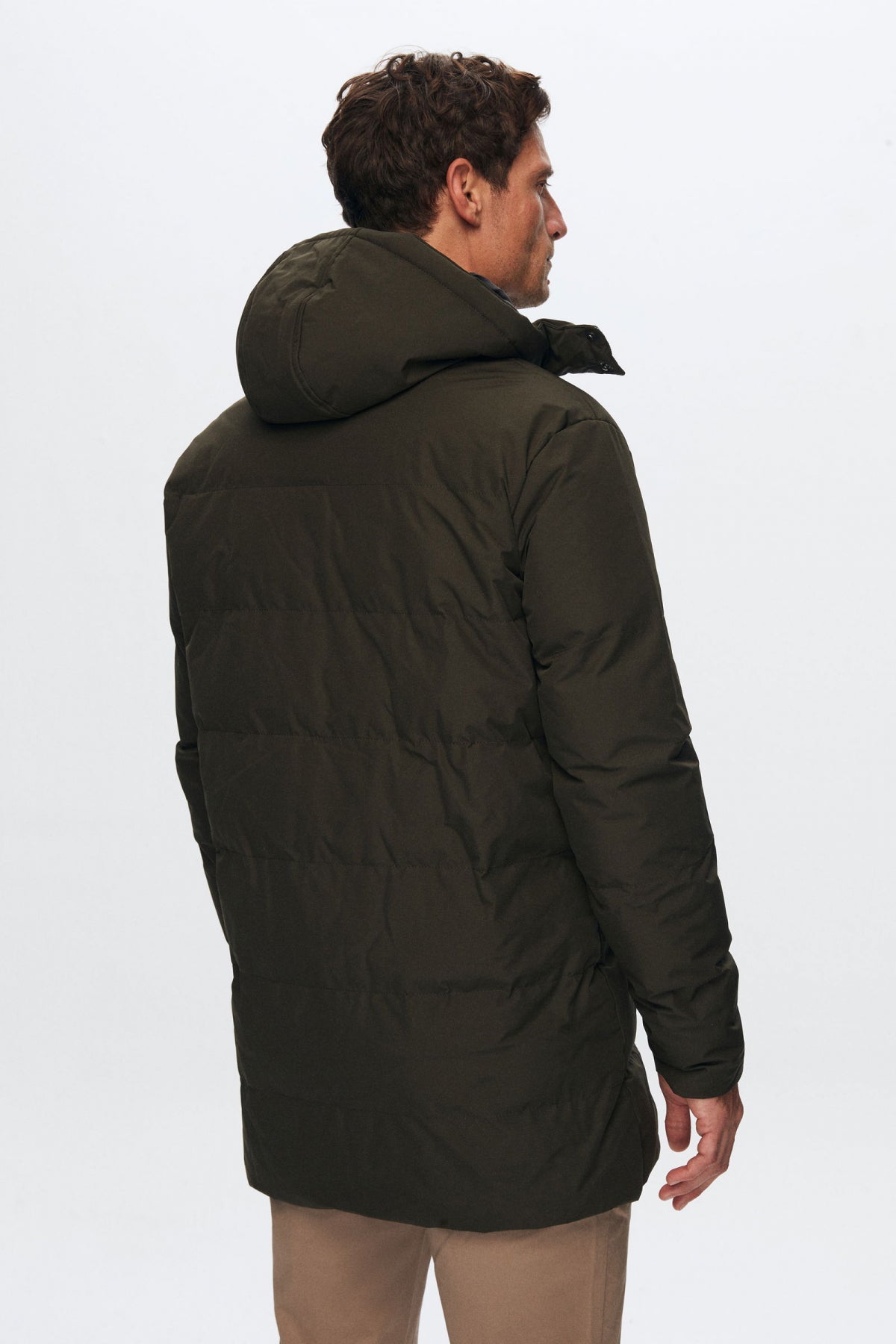 Ds Damat Regular Fit Windproof Water-Repellent Fiber-Filled Removable Hood Winter Jacket  - Khaki