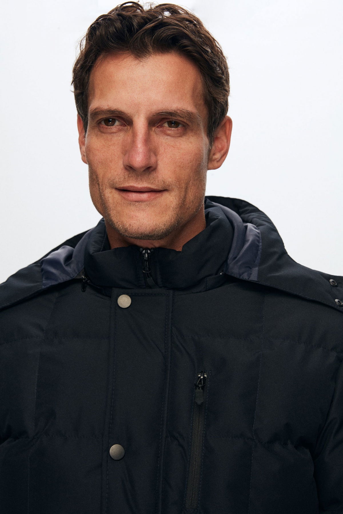 Ds Damat Regular Fit Windproof Water-Repellent Fiber-Filled Removable Hood Winter Jacket  - Navy Blue