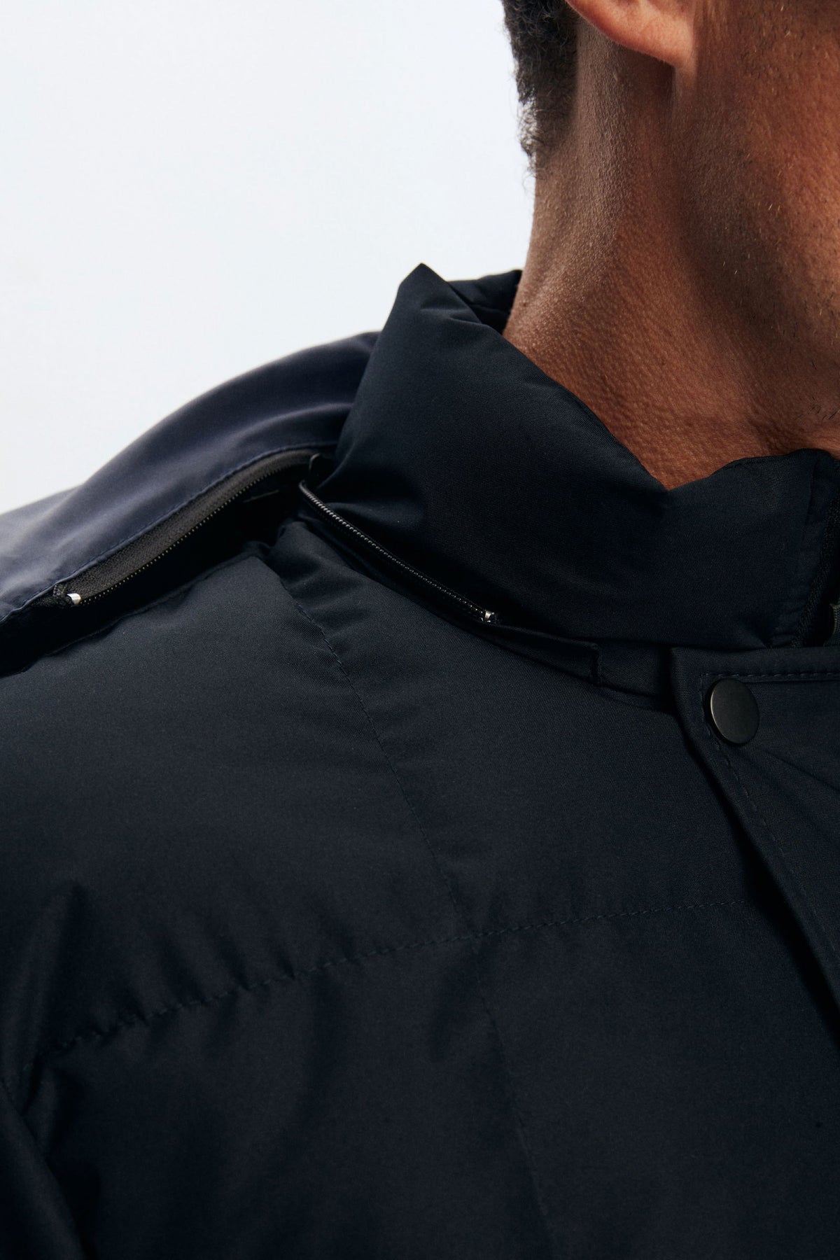 Ds Damat Regular Fit Windproof Water-Repellent Fiber-Filled Removable Hood Winter Jacket  - Navy Blue