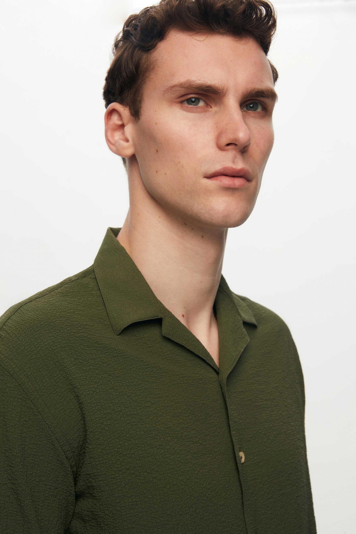 Ds Damat Relaxed Crinkled Short Sleeve Wrinkle-Free Shirt  - Khaki