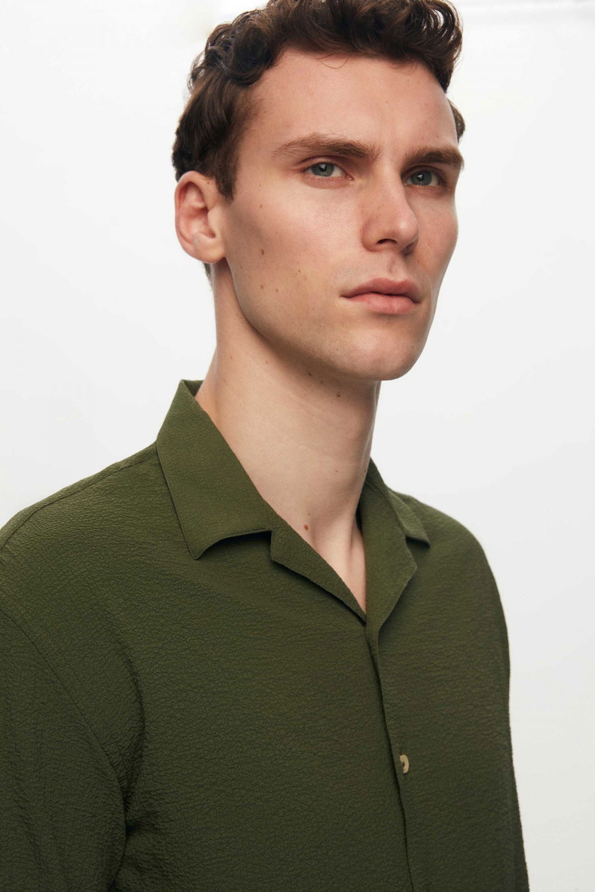 Ds Damat Relaxed Crinkled Short Sleeve Wrinkle-Free Shirt  - Khaki