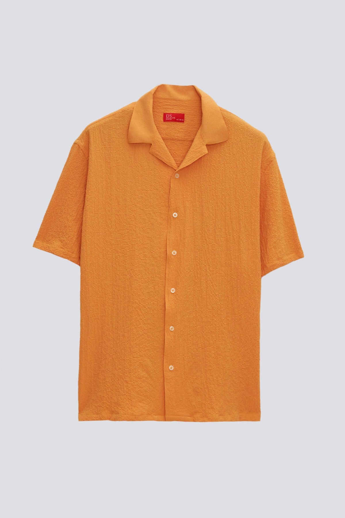 Ds Damat Relaxed Crinkled Short Sleeve Wrinkle-Free Shirt  - Orange
