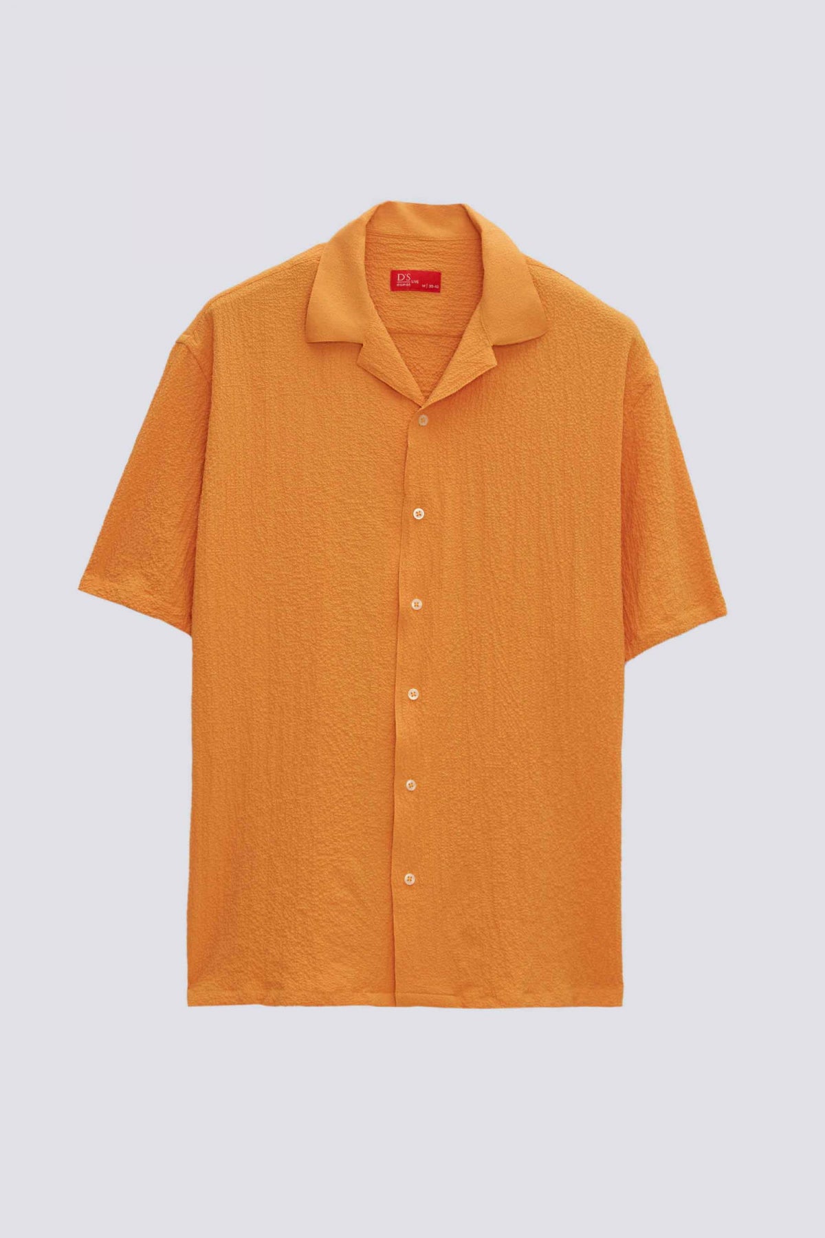 Ds Damat Relaxed Crinkled Short Sleeve Wrinkle-Free Shirt  - Orange