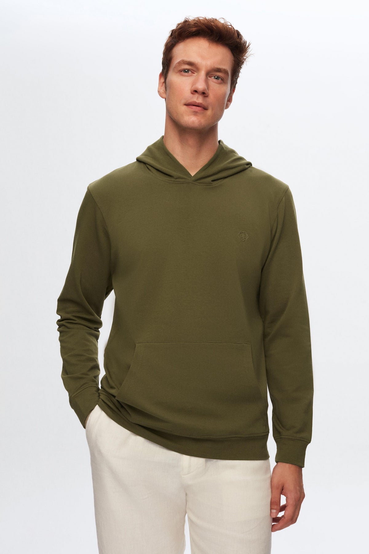 Ds Damat Relaxed Fit Cotton Logo Printed Sweatshirt  - Khaki