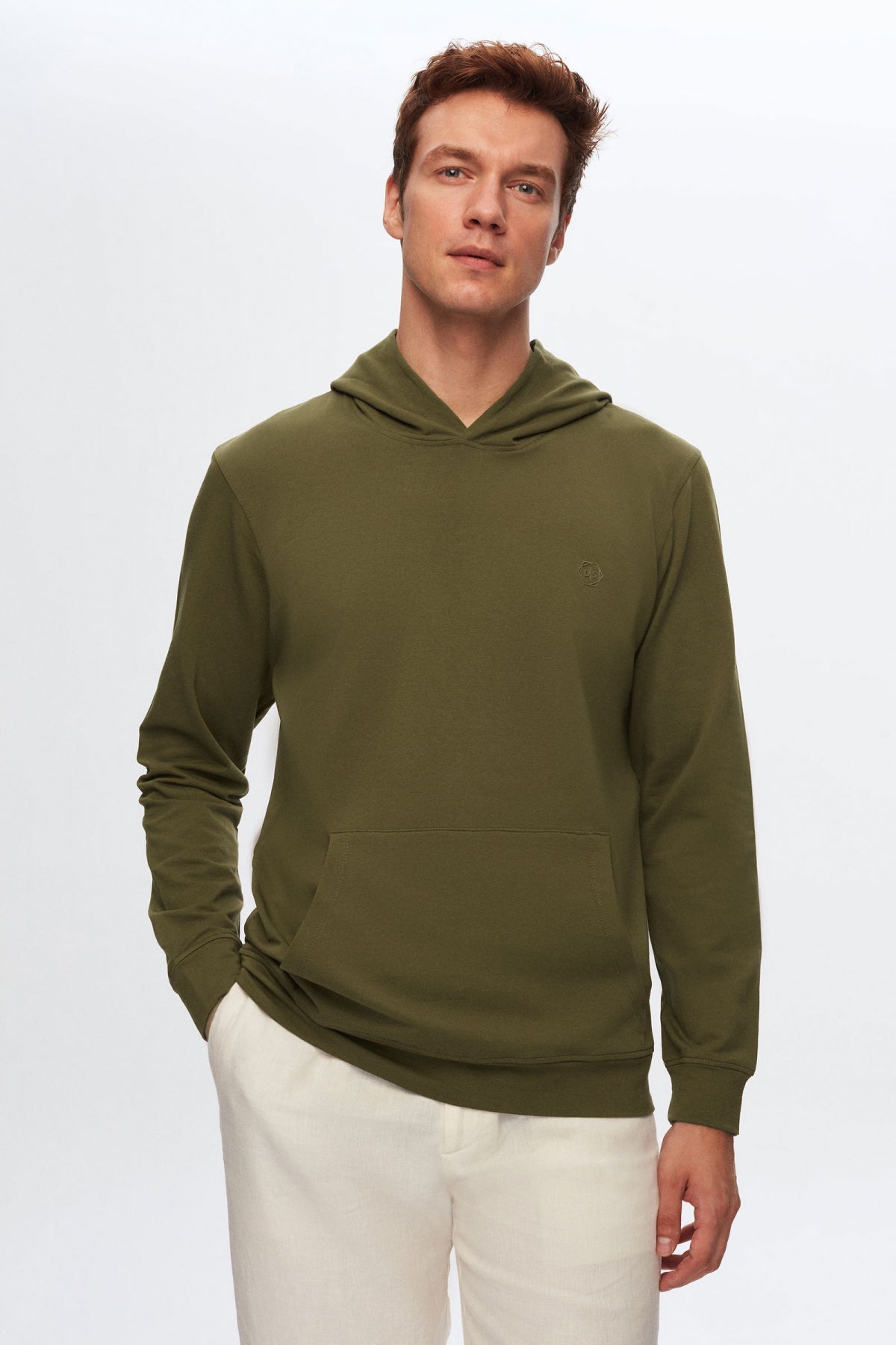 Ds Damat Relaxed Fit Cotton Logo Printed Sweatshirt  - Khaki