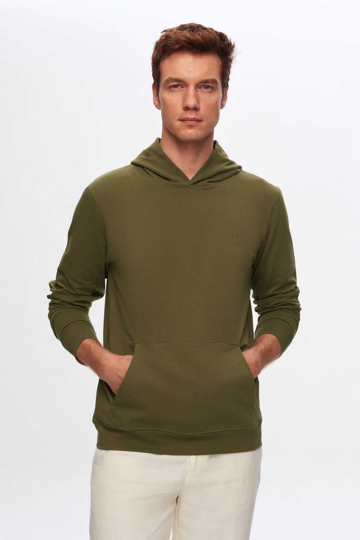 Ds Damat Relaxed Fit Cotton Logo Printed Sweatshirt  - Khaki