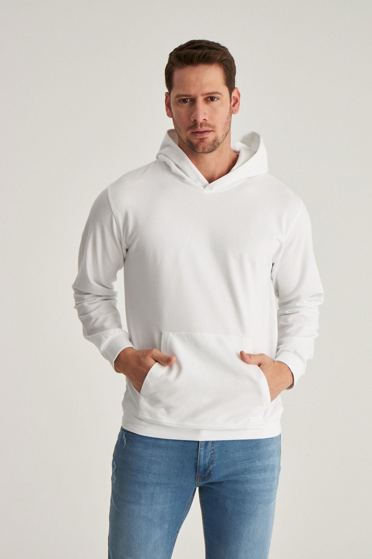 Ds Damat Relaxed Fit Cotton Logo Printed Sweatshirt  - White