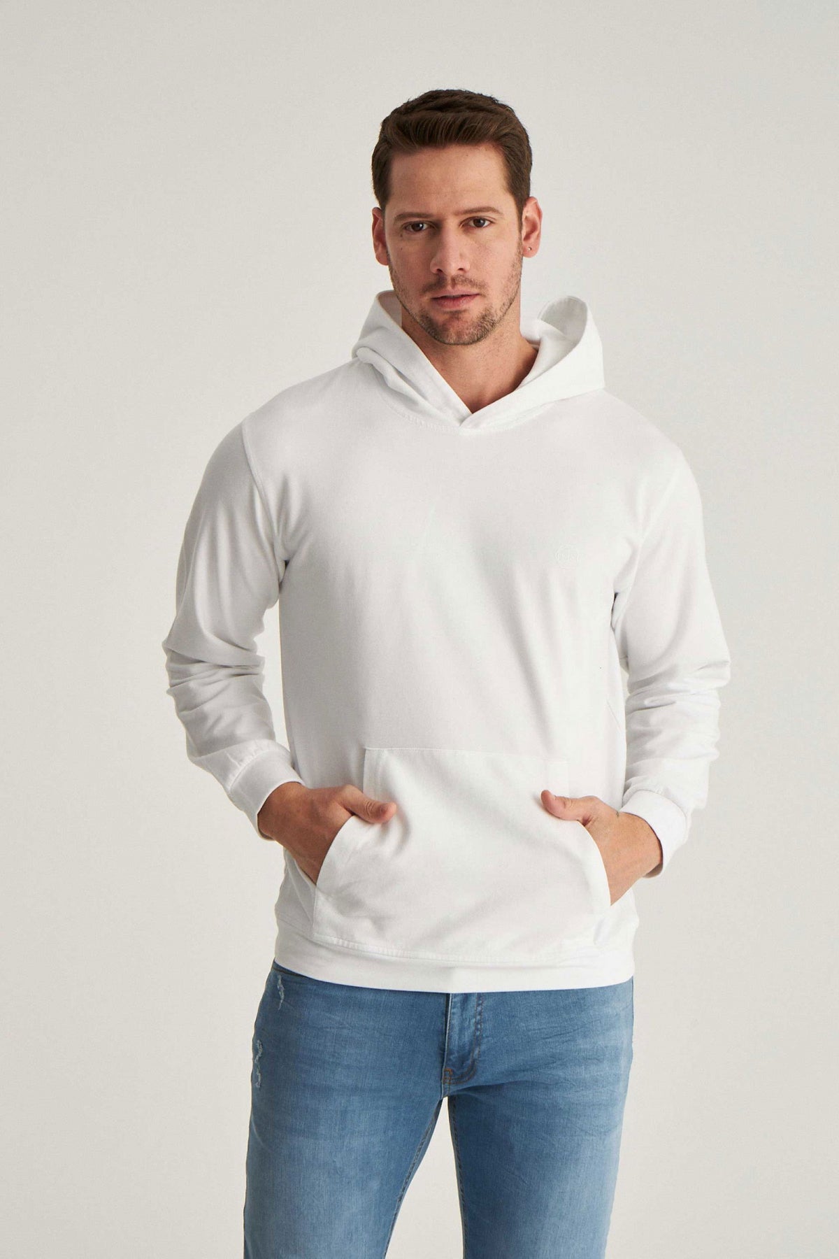 Ds Damat Relaxed Fit Cotton Logo Printed Sweatshirt  - White