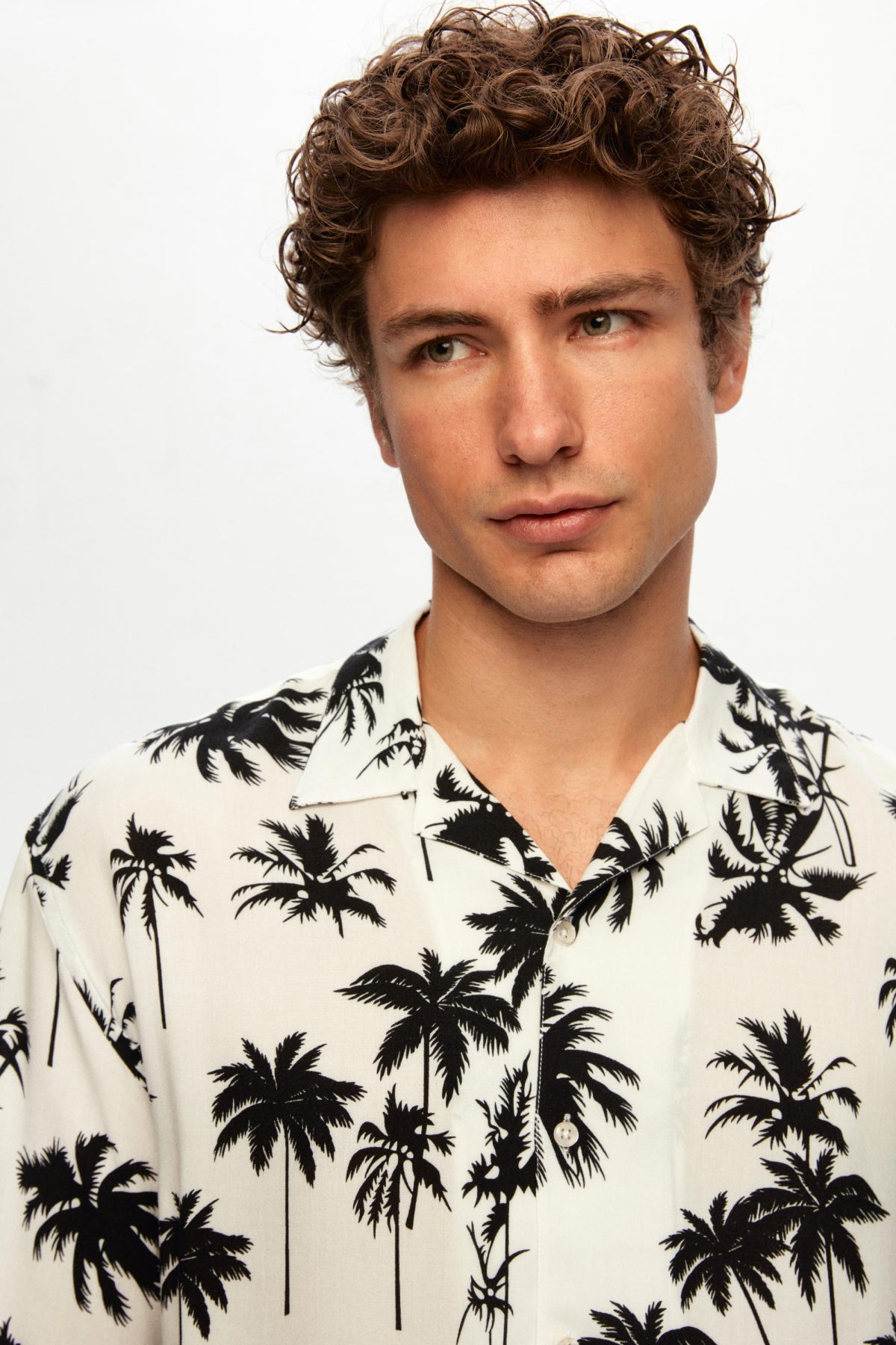 Ds Damat Relaxed Printed Palm Pattern Short Sleeve Summer Viscose Shirt  - Red