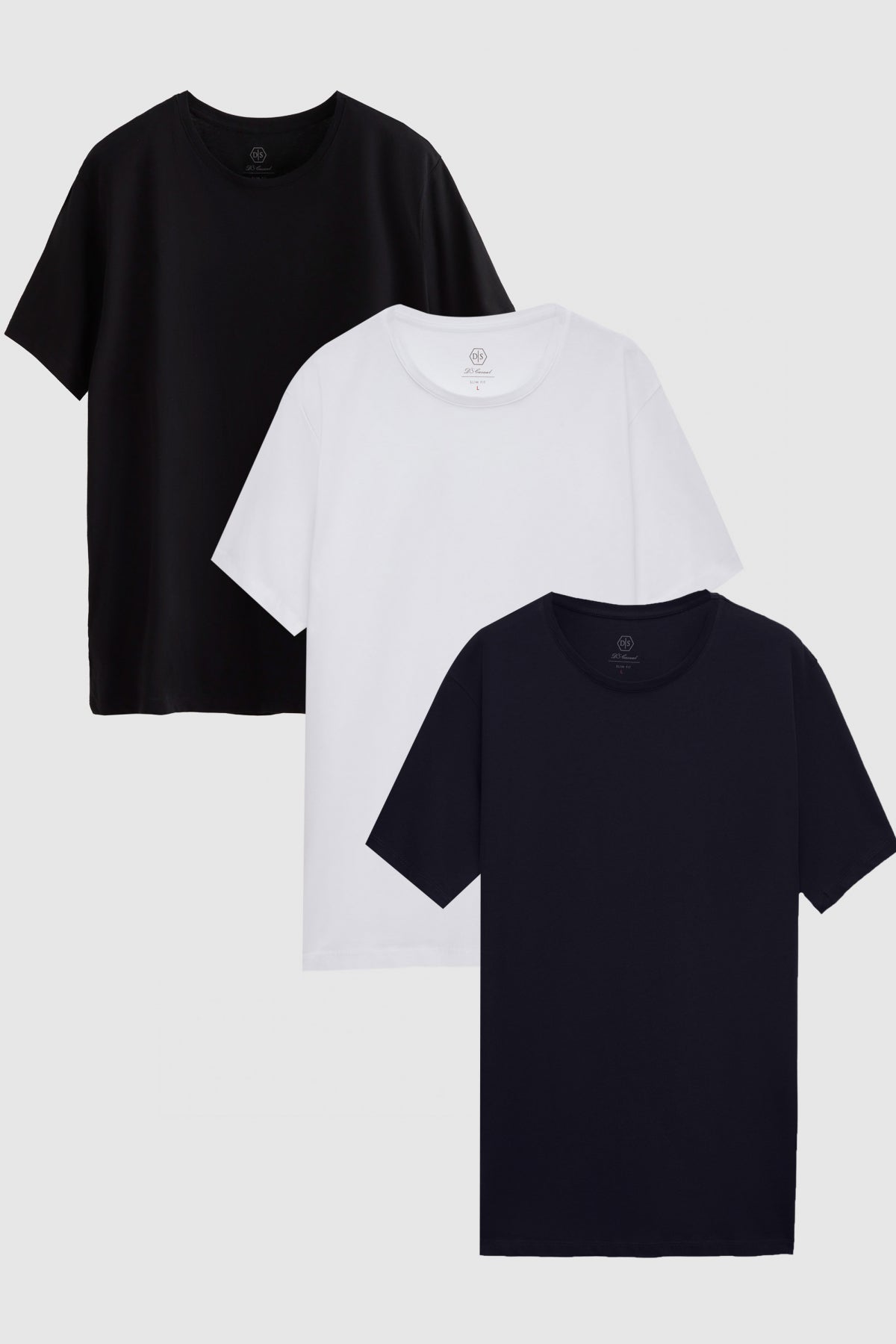 Ds Damat Slim Fit 3-Pack T-Shirts  - Black/White/Navy Blue