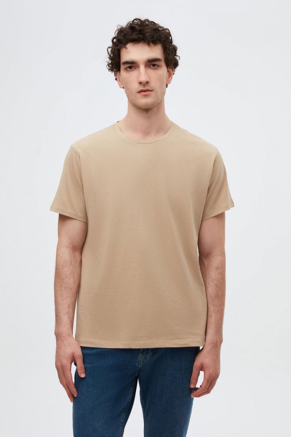 Ds Damat Slim Fit 3-Pack T-Shirts  - Navy Blue/Khaki/Beige