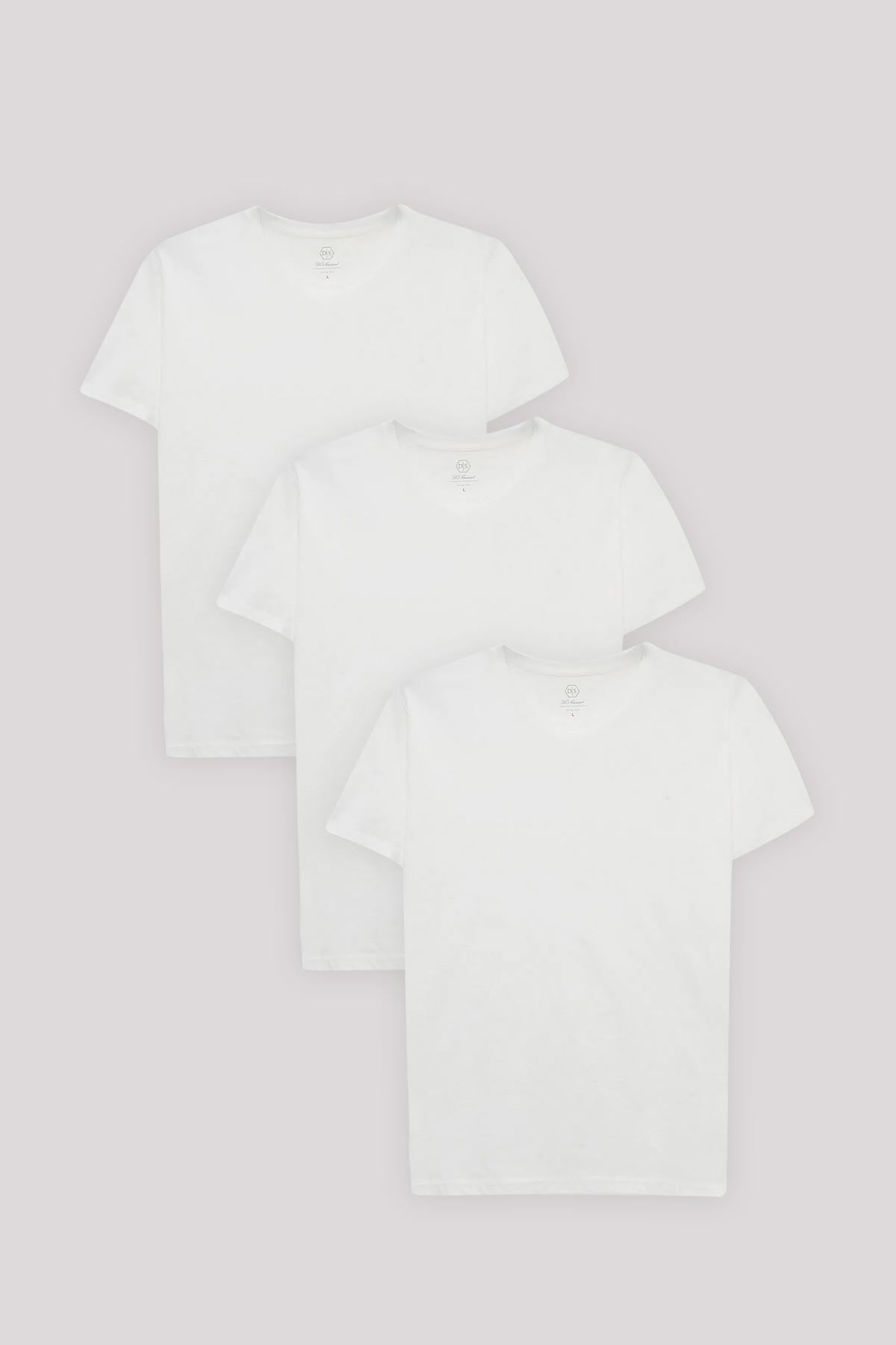 Ds Damat Slim Fit 3-Pack T-Shirts  - White