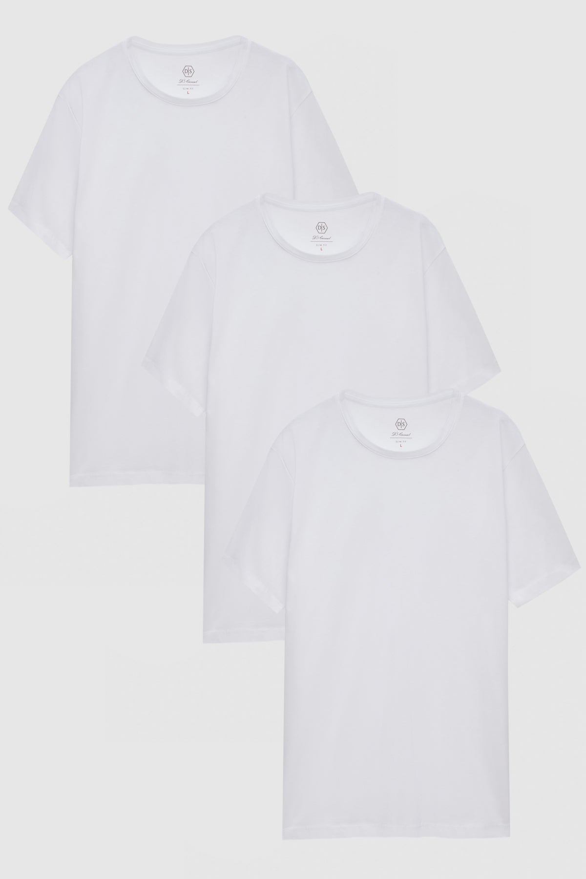 Ds Damat Slim Fit 3-Pack T-Shirts  - White