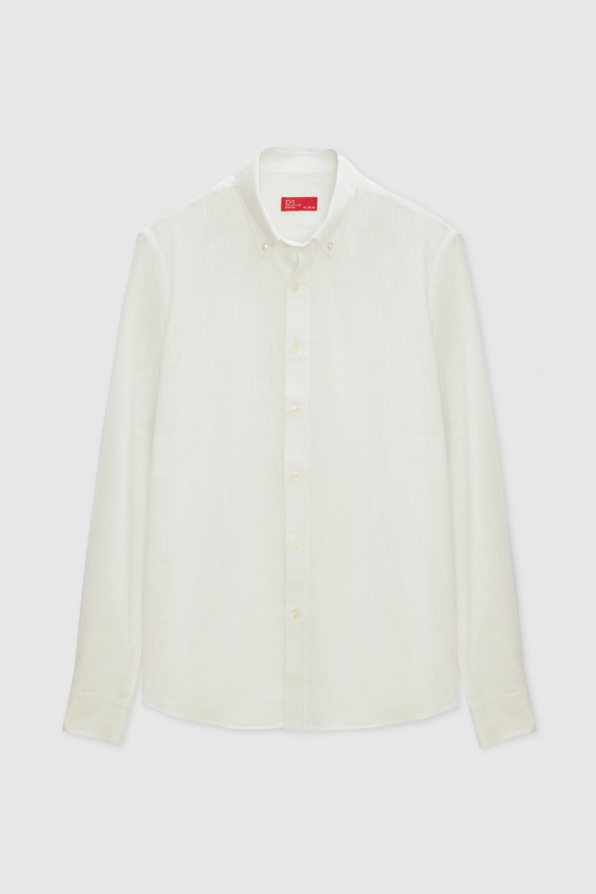 Ds Damat Slim Fit Button-Down 100% Cotton Summer Linen-Look Shirt  - Ecru