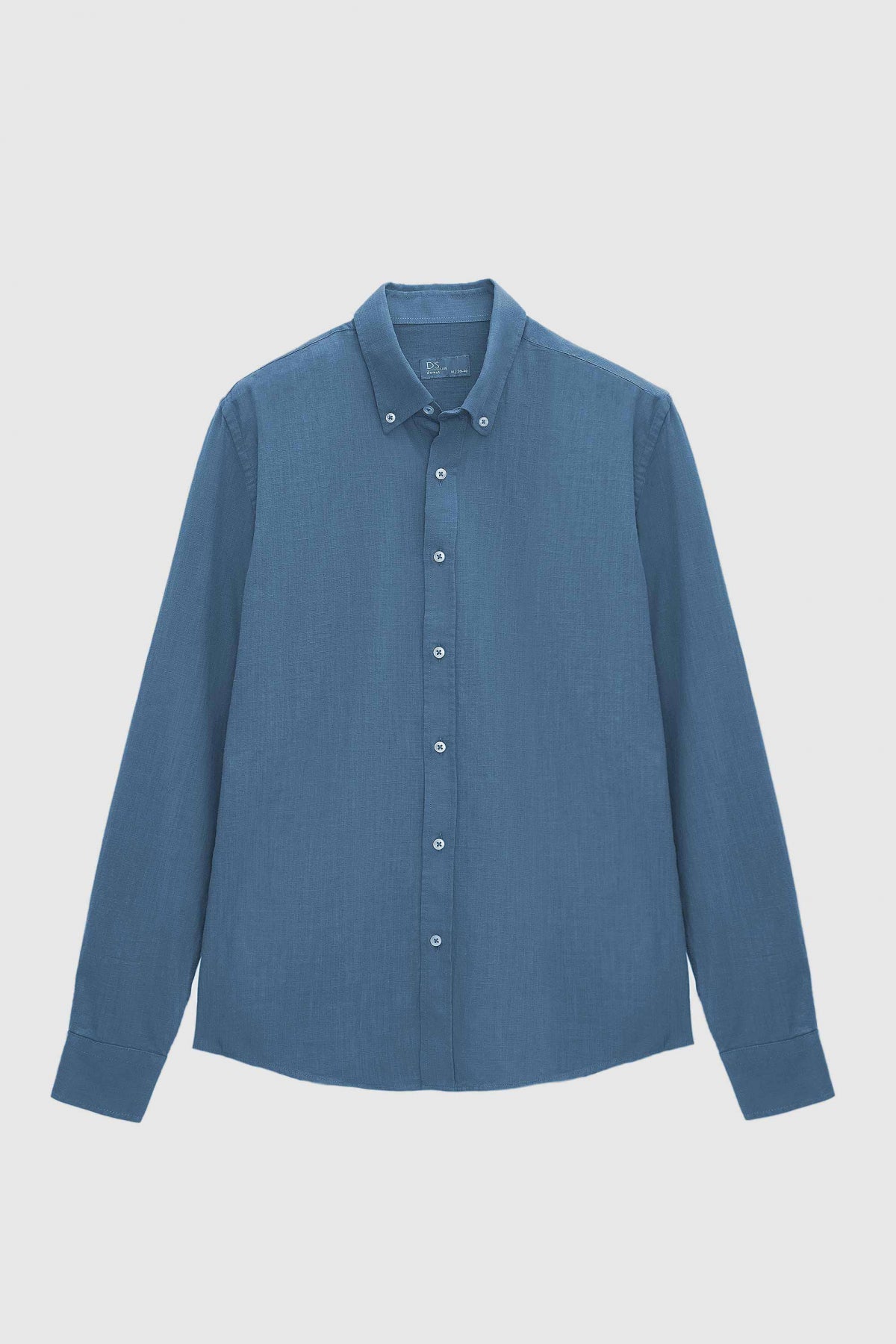 Ds Damat Slim Fit Button-Down 100% Cotton Summer Linen-Look Shirt  - Indigo