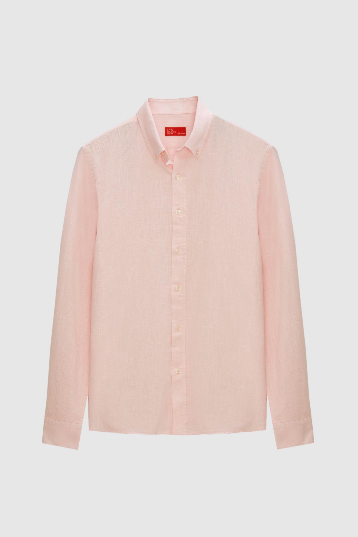 Ds Damat Slim Fit Button-Down 100% Cotton Summer Linen-Look Shirt  - Pink