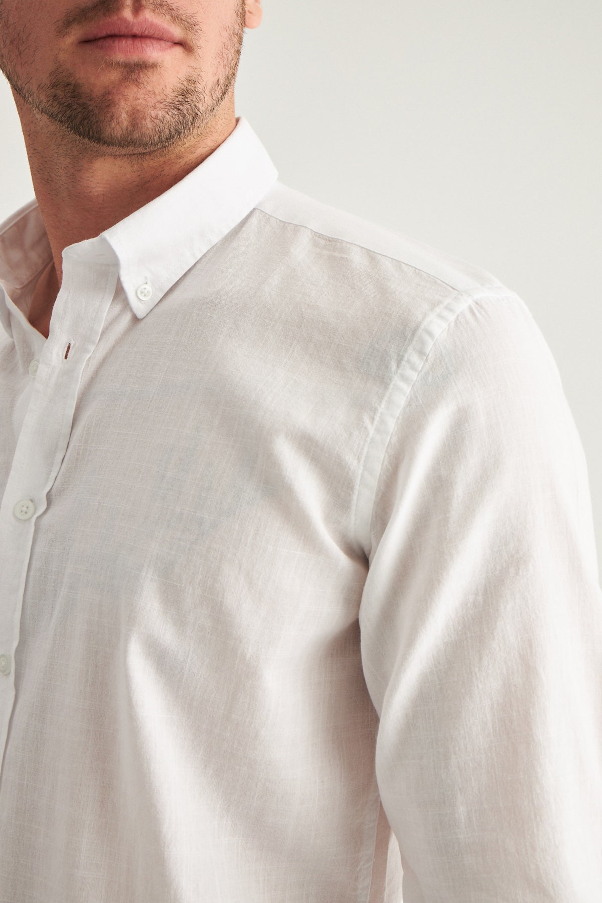 Ds Damat Slim Fit Button-Down 100% Cotton Summer Linen-Look Shirt  - White