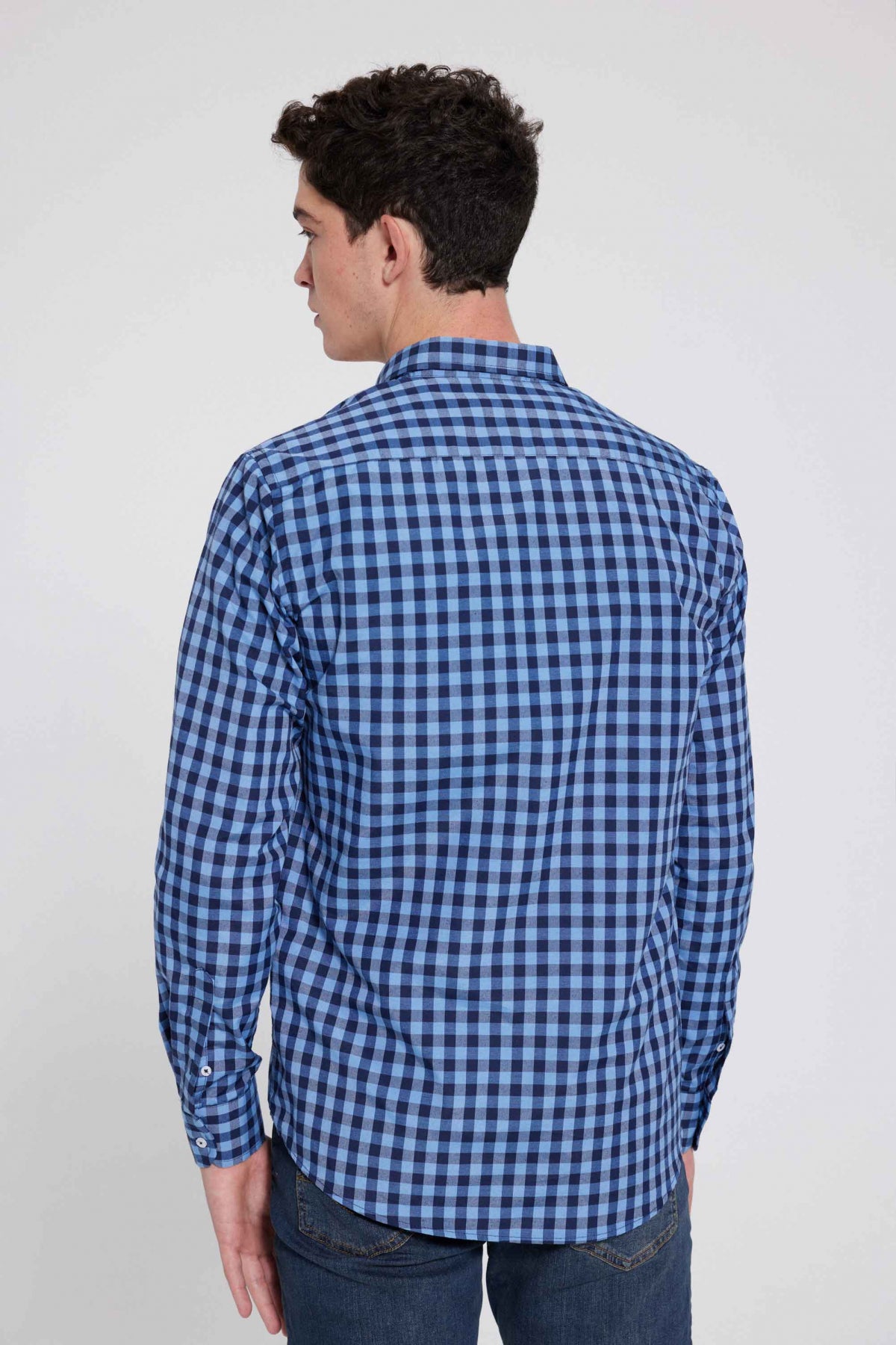 Ds Damat Slim Fit Checkered Plaid Shirt  - Blue