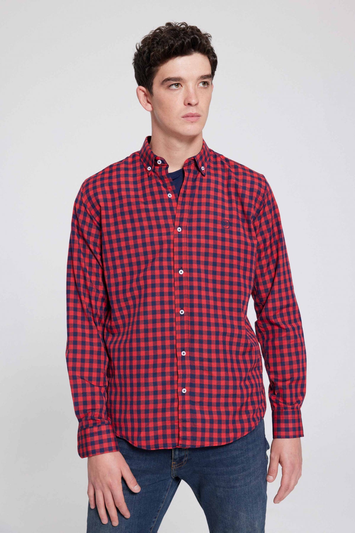 Ds Damat Slim Fit Checkered Plaid Shirt  - Brick