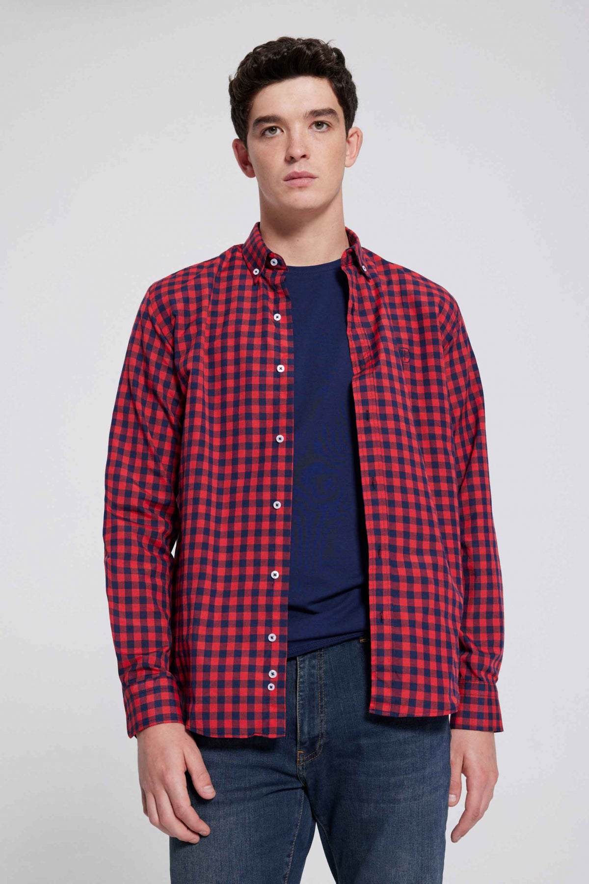Ds Damat Slim Fit Checkered Plaid Shirt  - Brick
