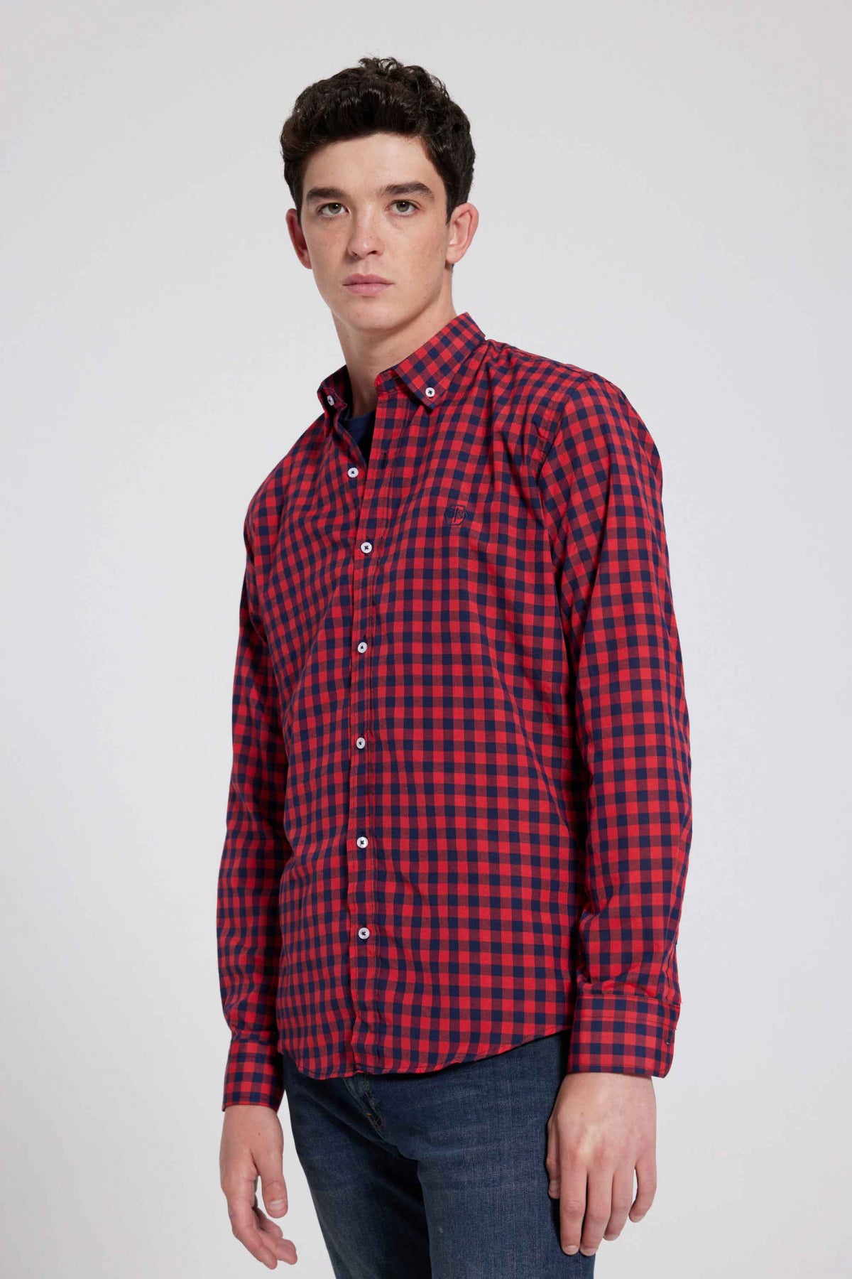 Ds Damat Slim Fit Checkered Plaid Shirt  - Brick