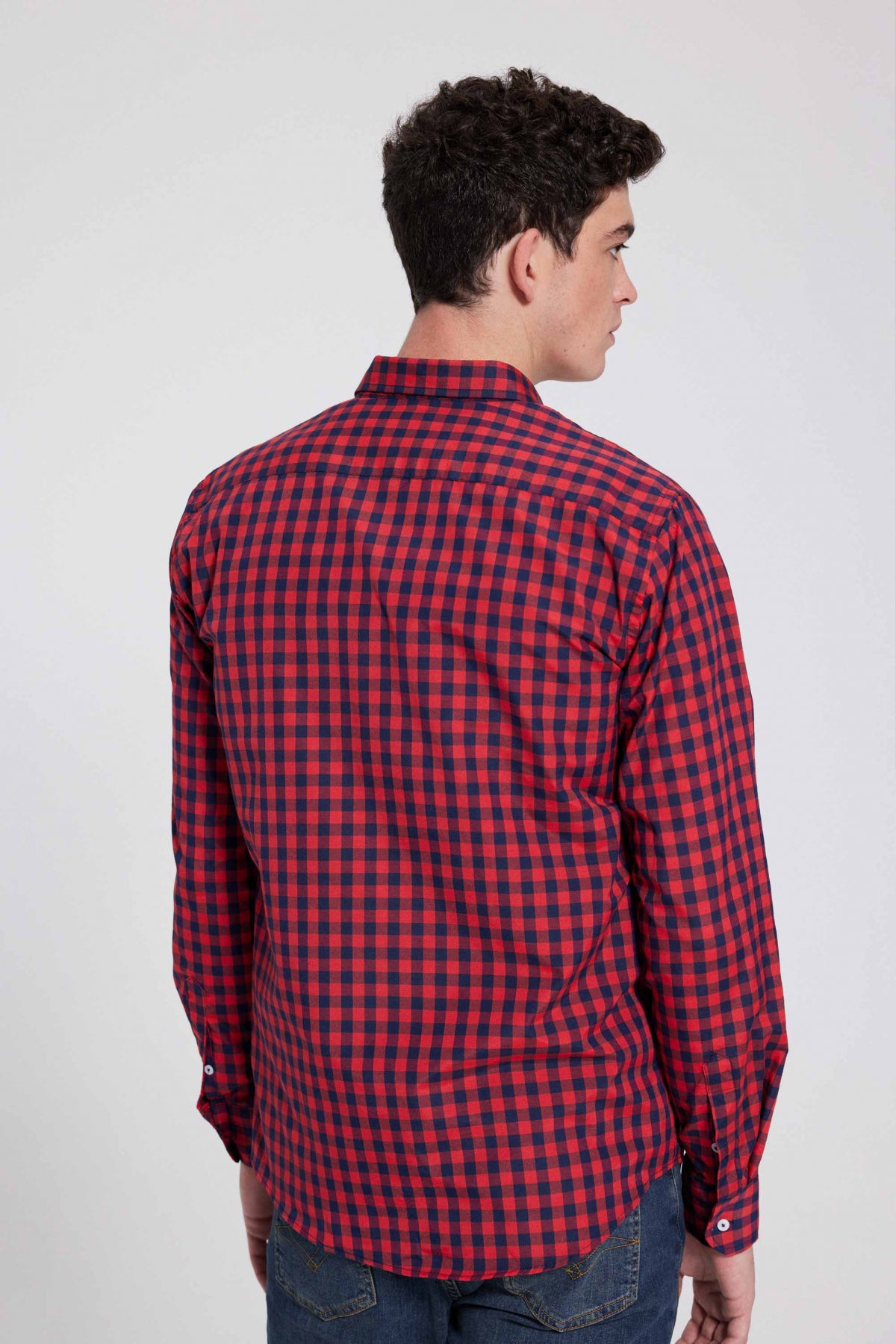 Ds Damat Slim Fit Checkered Plaid Shirt  - Brick