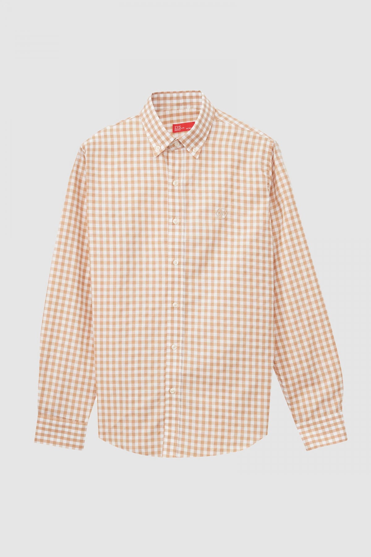 Ds Damat Slim Fit Checkered Plaid Shirt  - Camel