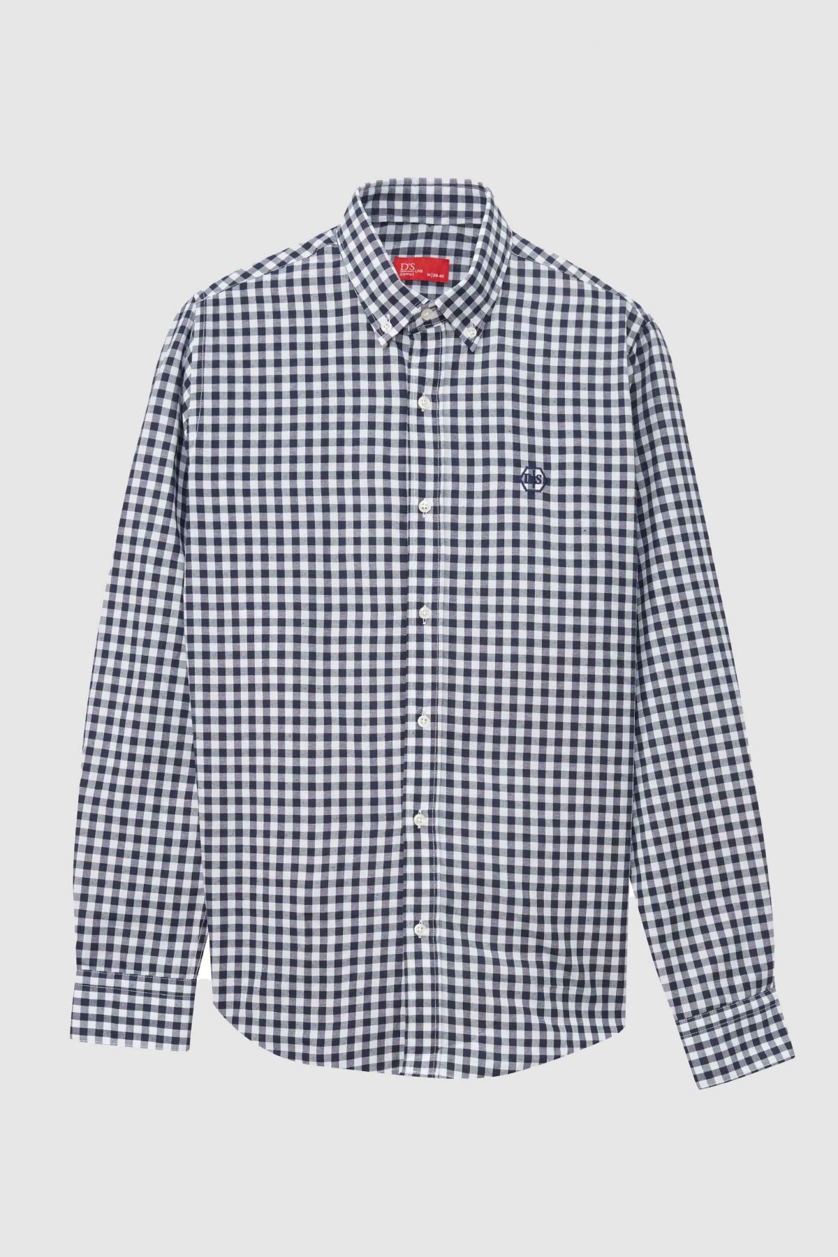 Ds Damat Slim Fit Checkered Plaid Shirt  - Navy Blue
