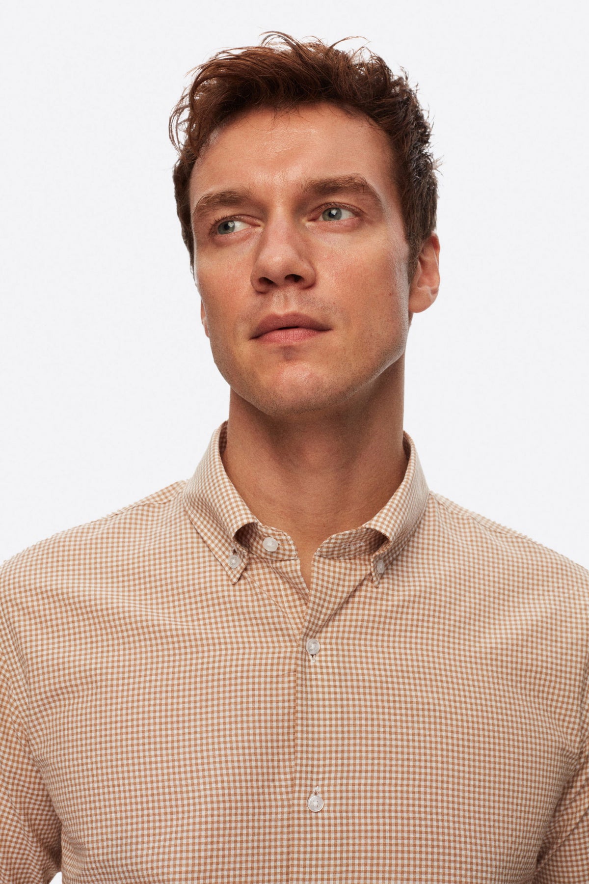 Ds Damat Slim Fit Checkered Shirt  - Beige