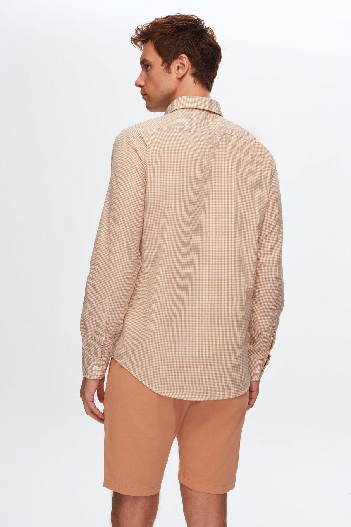 Ds Damat Slim Fit Checkered Shirt  - Beige