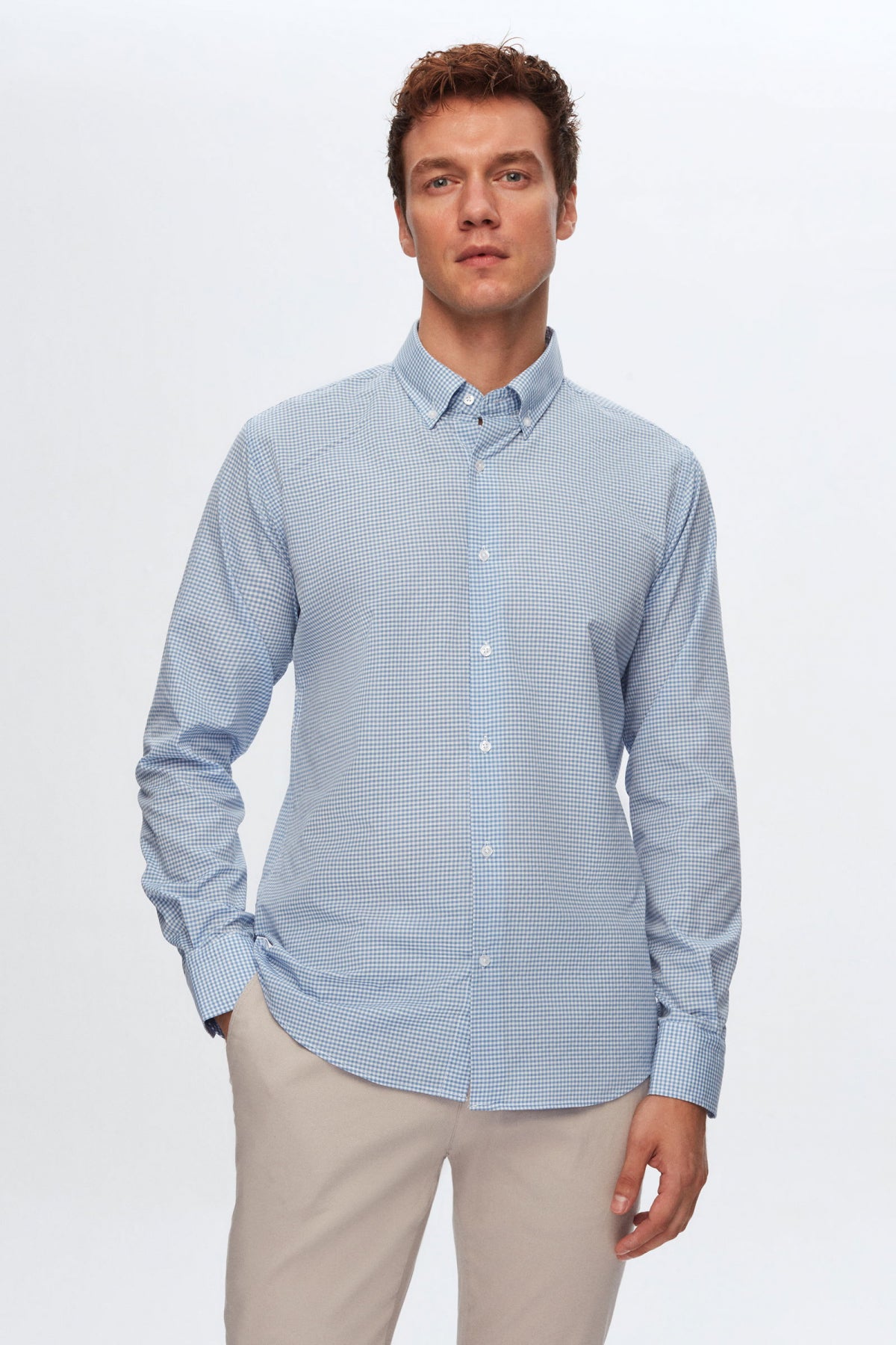 Ds Damat Slim Fit Checkered Shirt  - Blue