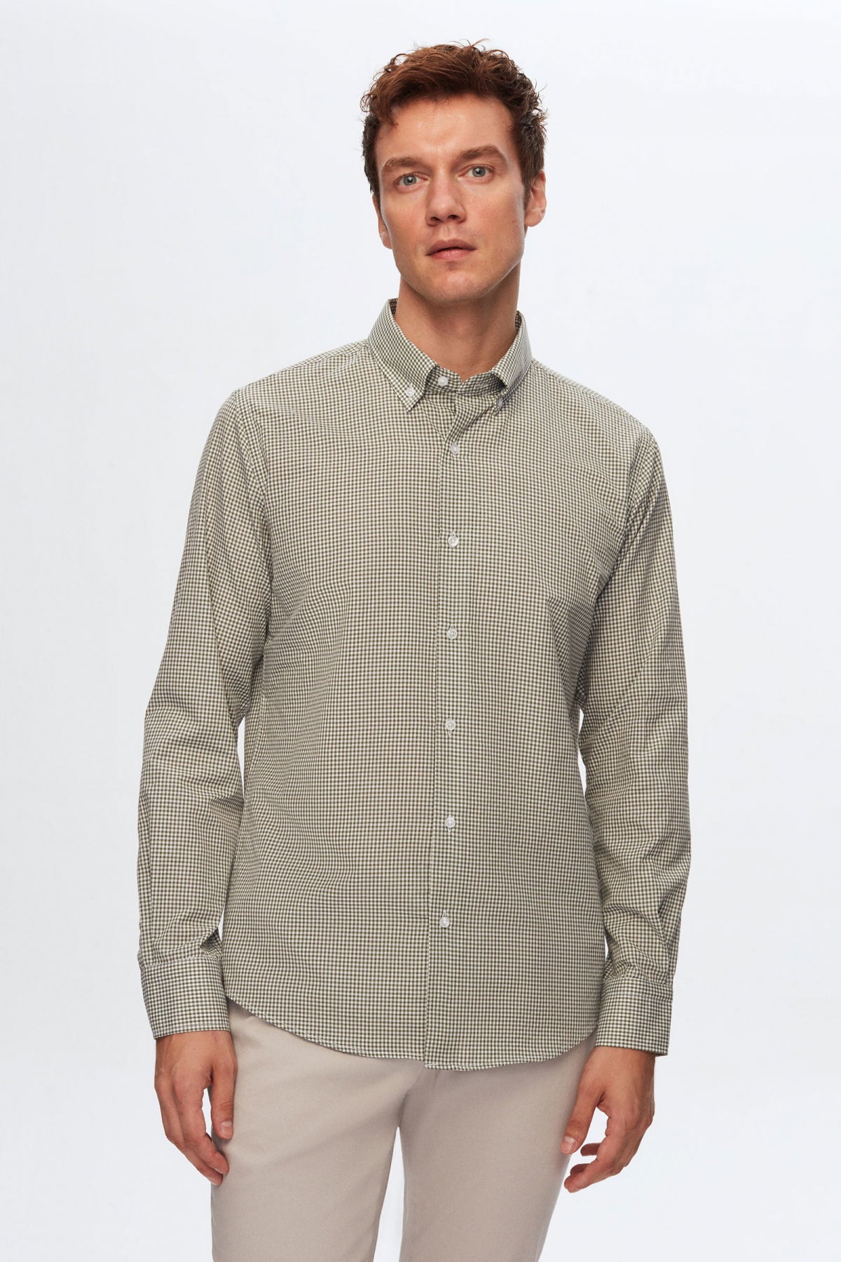 Ds Damat Slim Fit Checkered Shirt  - Khaki