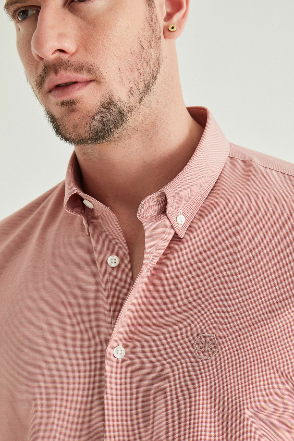 Ds Damat Slim Fit Checkered Shirt  - Orange