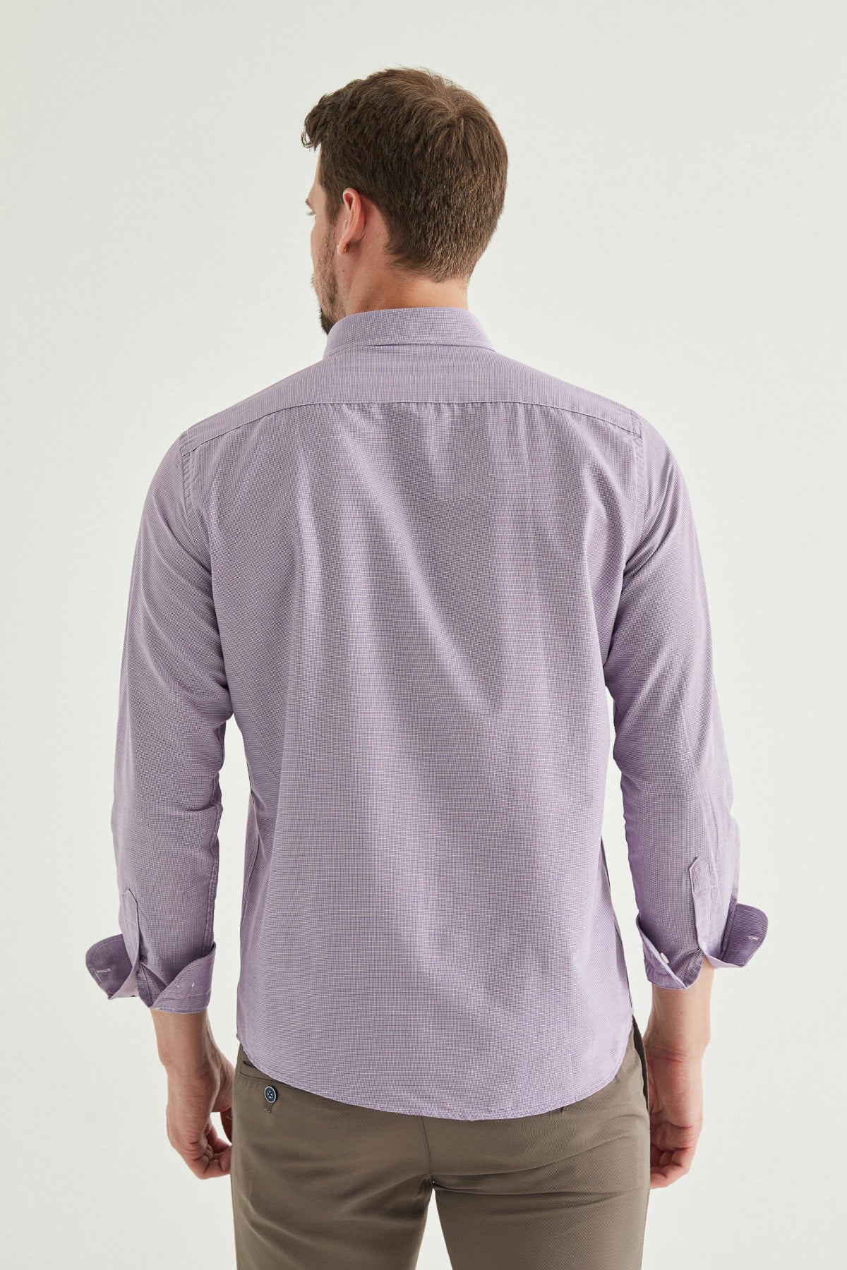 Ds Damat Slim Fit Checkered Shirt  - Purple
