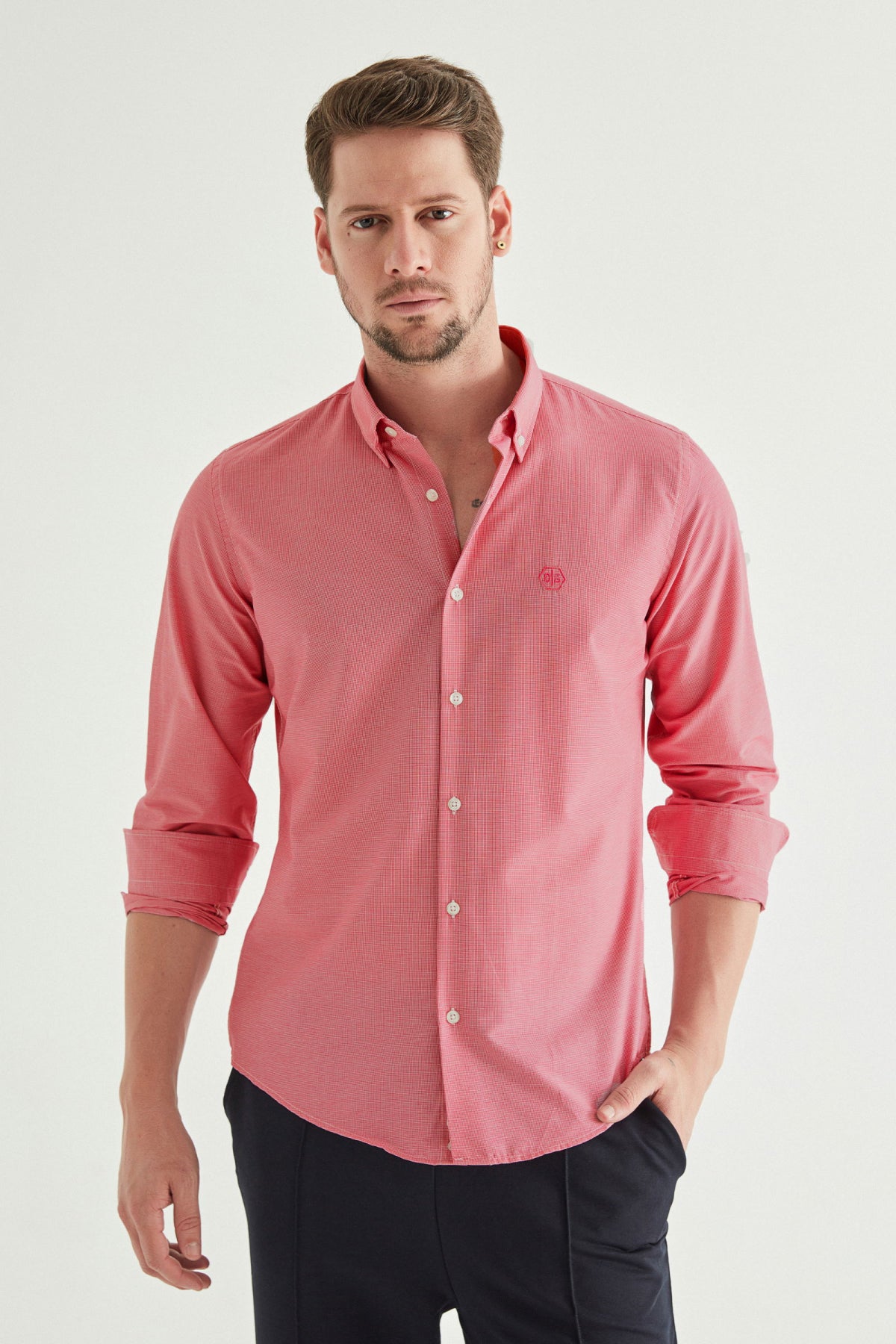 Ds Damat Slim Fit Checkered Shirt  - Smoke