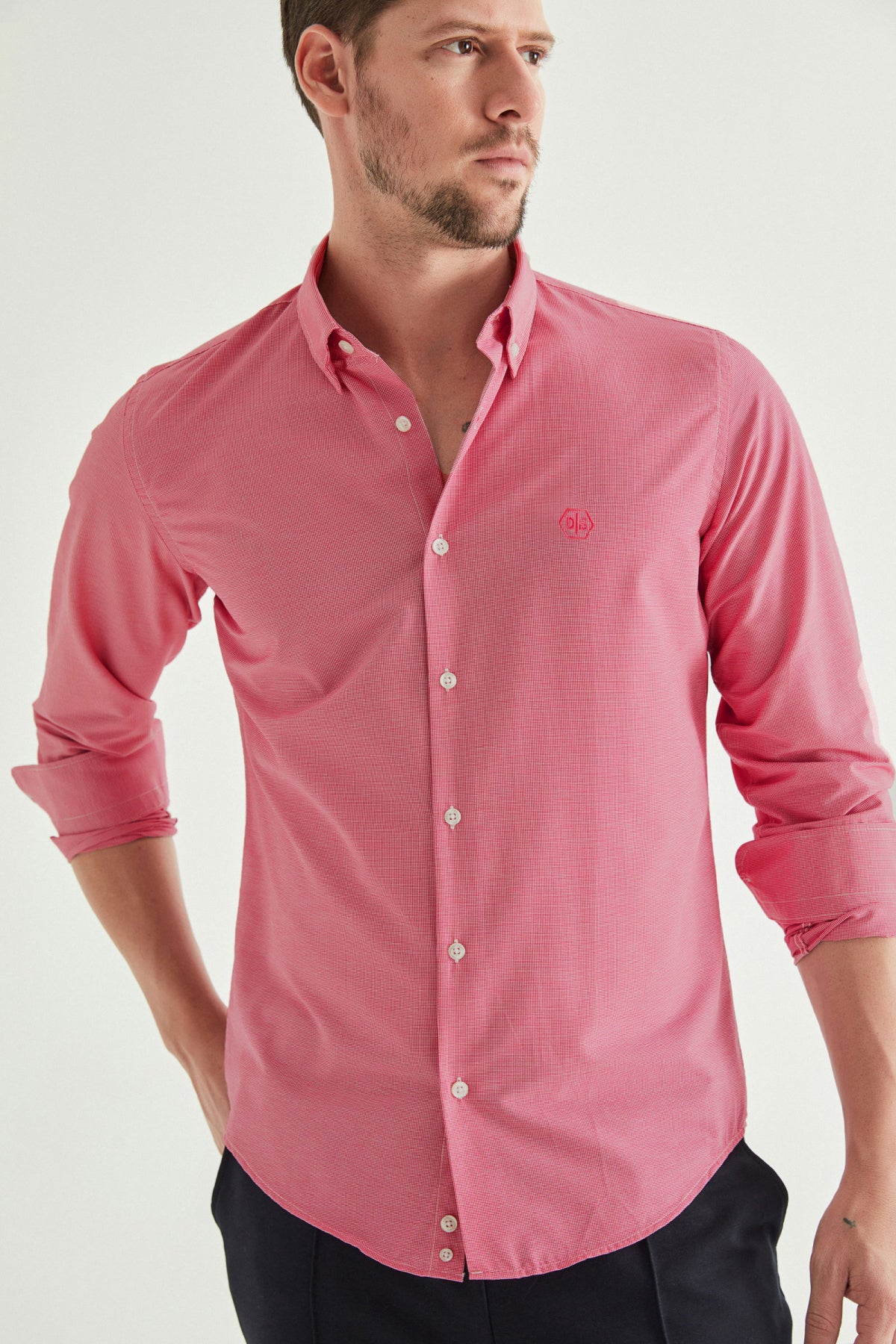 Ds Damat Slim Fit Checkered Shirt  - Smoke