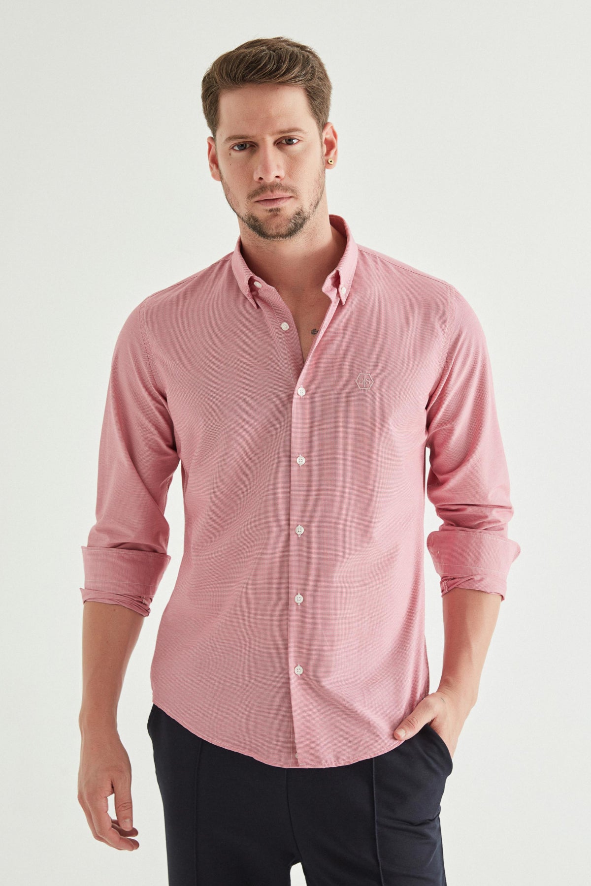 Ds Damat Slim Fit Checkered Shirt  - Smoke