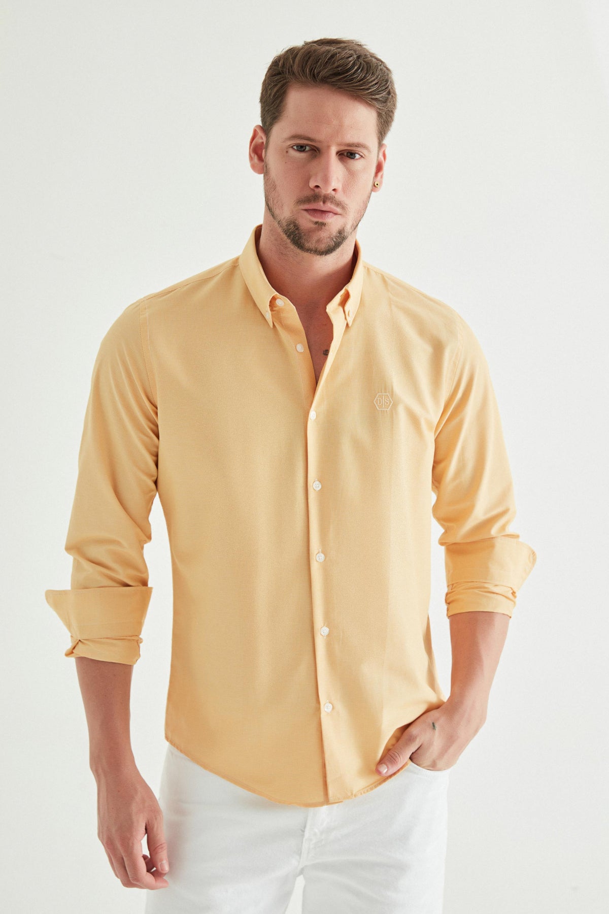 Ds Damat Slim Fit Checkered Shirt  - Yellow