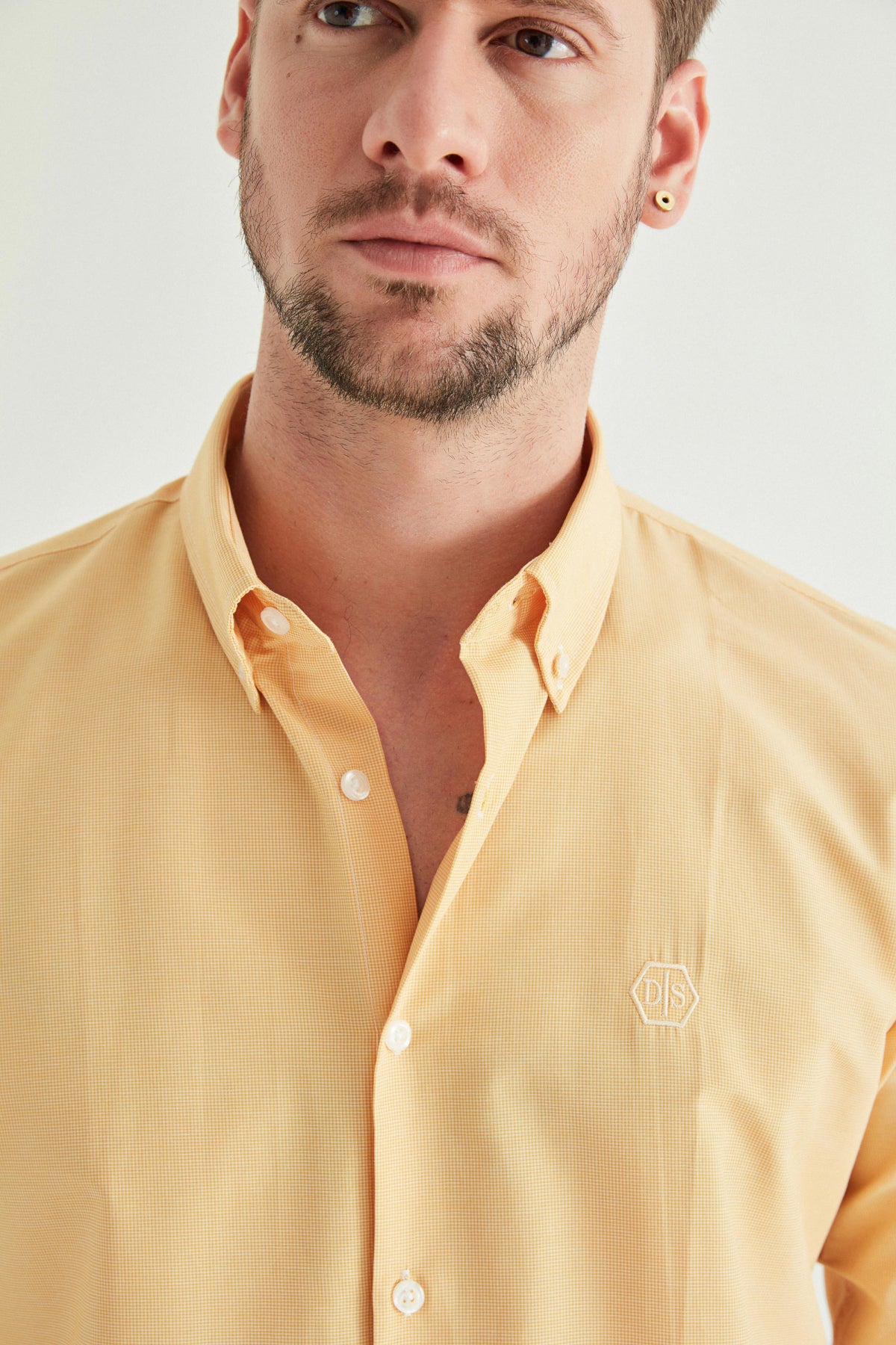 Ds Damat Slim Fit Checkered Shirt  - Yellow