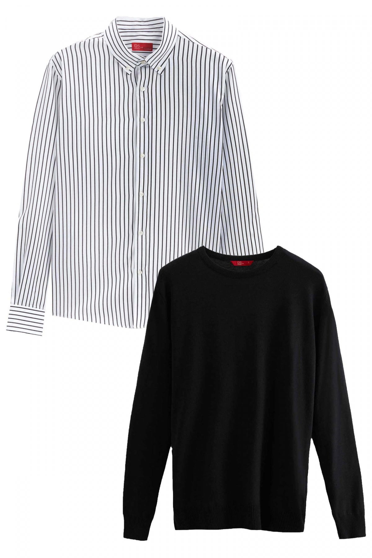 Ds Damat Slim Fit Cotton Blend 2-Pack Crew Neck Shirt and Sweater  - Black