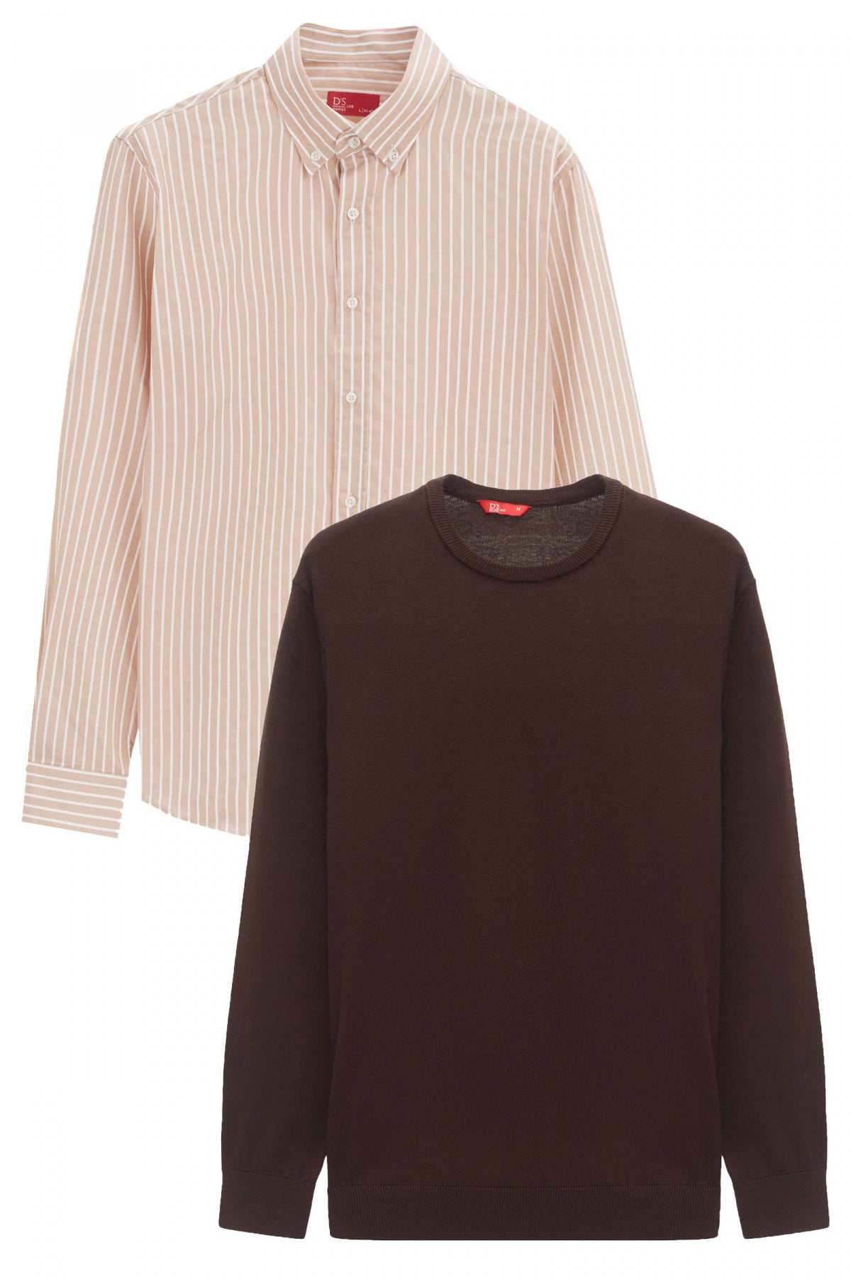Ds Damat Slim Fit Cotton Blend 2-Pack Crew Neck Shirt and Sweater  - Brown