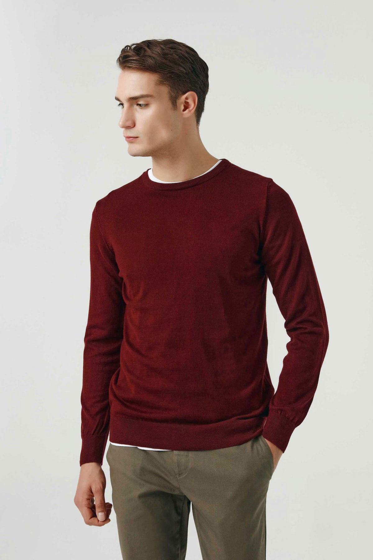 Ds Damat Slim Fit Cotton Blend 2-Pack Crew Neck Shirt and Sweater  - Burgundy