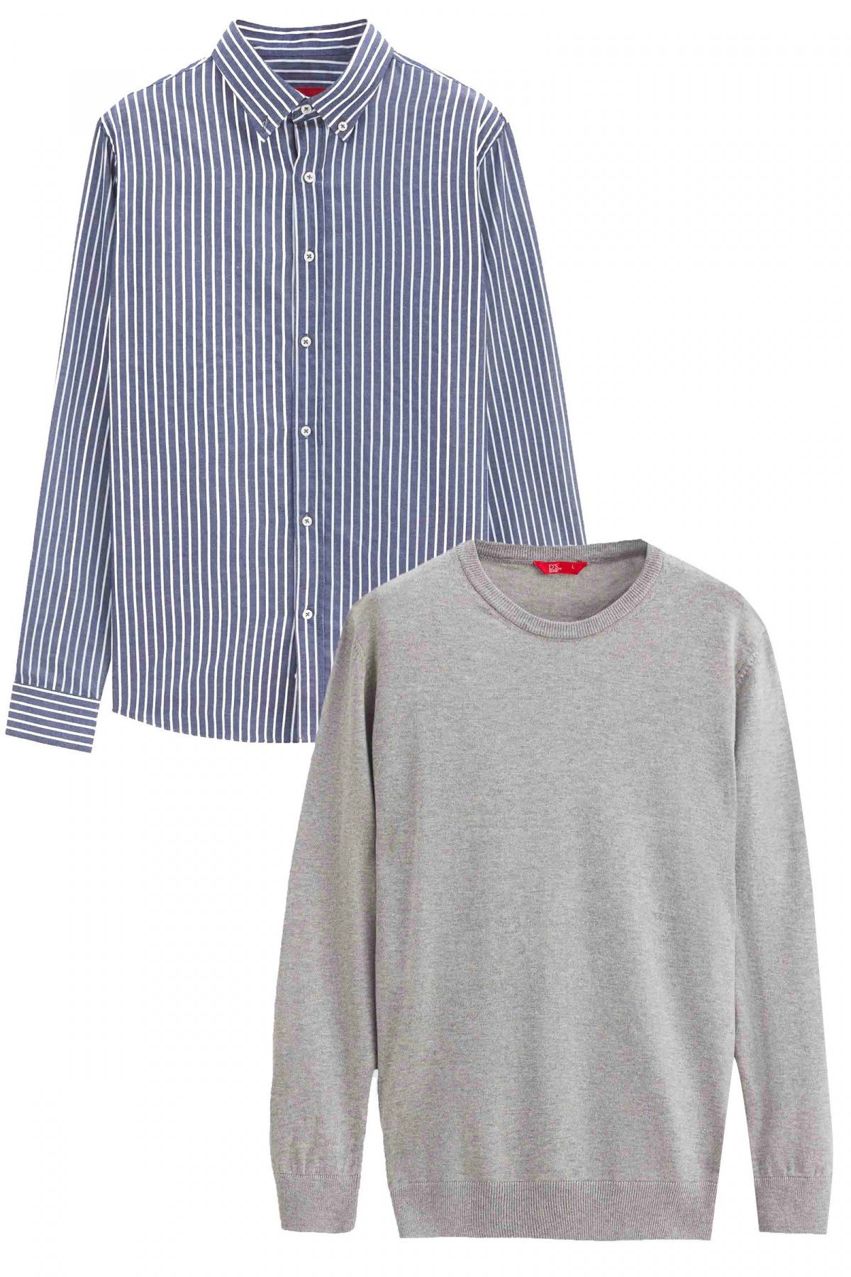 Ds Damat Slim Fit Cotton Blend 2-Pack Crew Neck Shirt and Sweater  - Gray