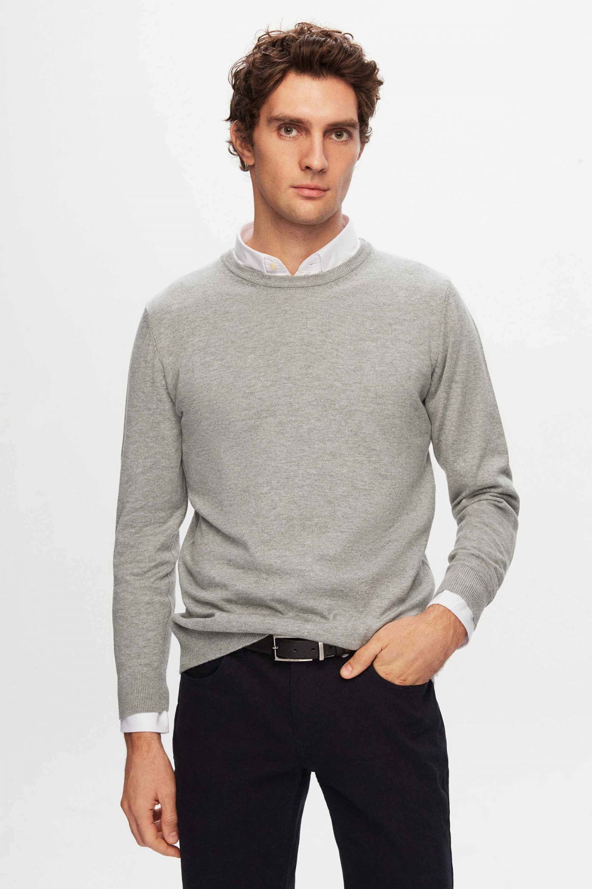 Ds Damat Slim Fit Cotton Blend 2-Pack Crew Neck Shirt and Sweater  - Gray