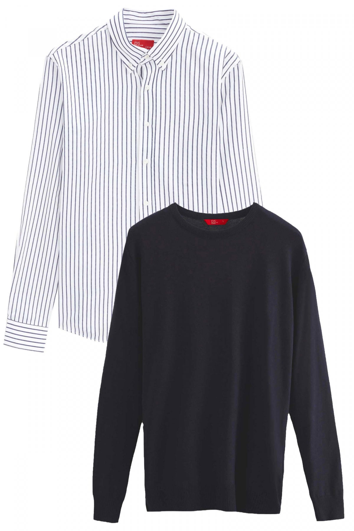 Ds Damat Slim Fit Cotton Blend 2-Pack Crew Neck Shirt and Sweater  - Navy Blue