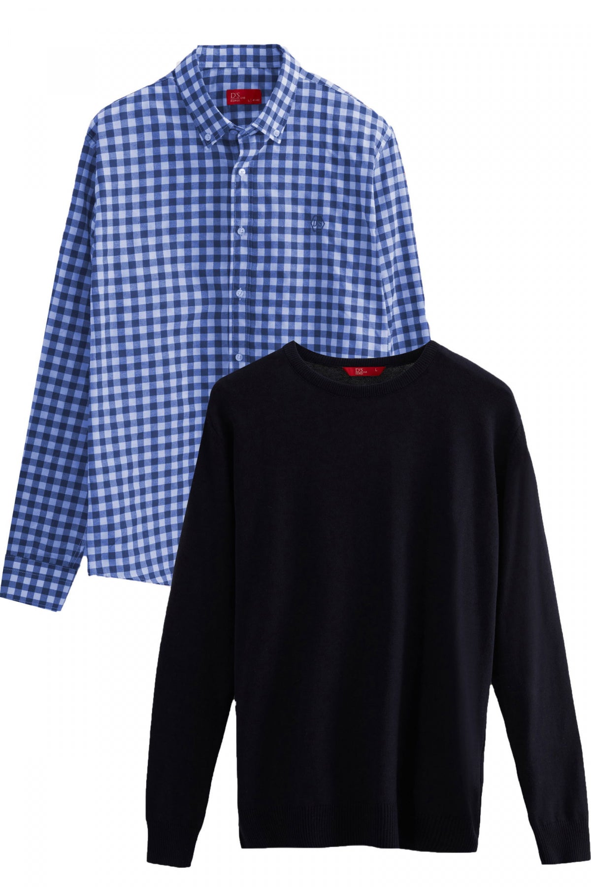 Ds Damat Slim Fit Cotton Blend 2-Pack Crew Neck Sweater and Shirt  - Blue