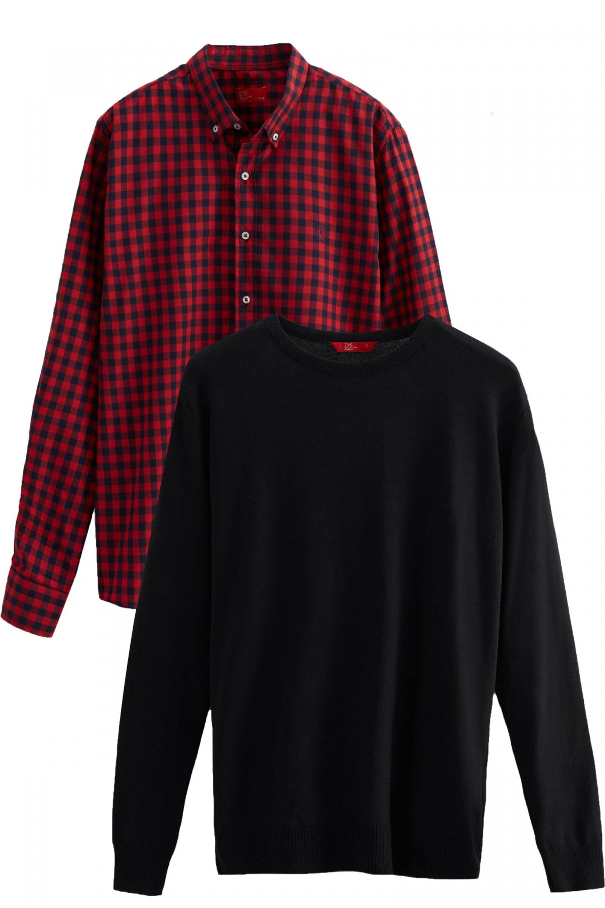 Ds Damat Slim Fit Cotton Blend 2-Pack Crew Neck Sweater and Shirt  - Brick